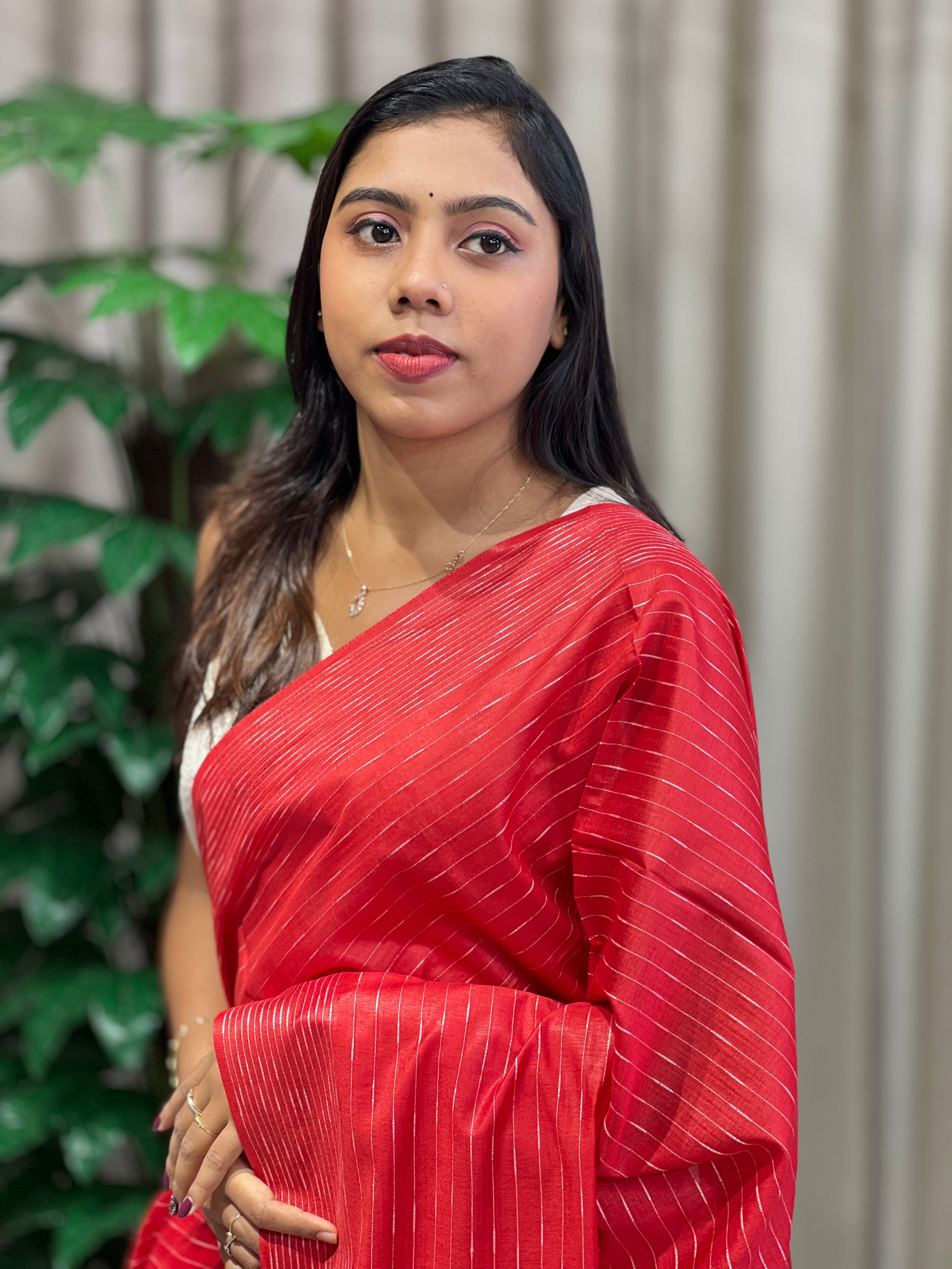 Thread Woven Stripe Patterned Semi Tussar Saree | PF1084