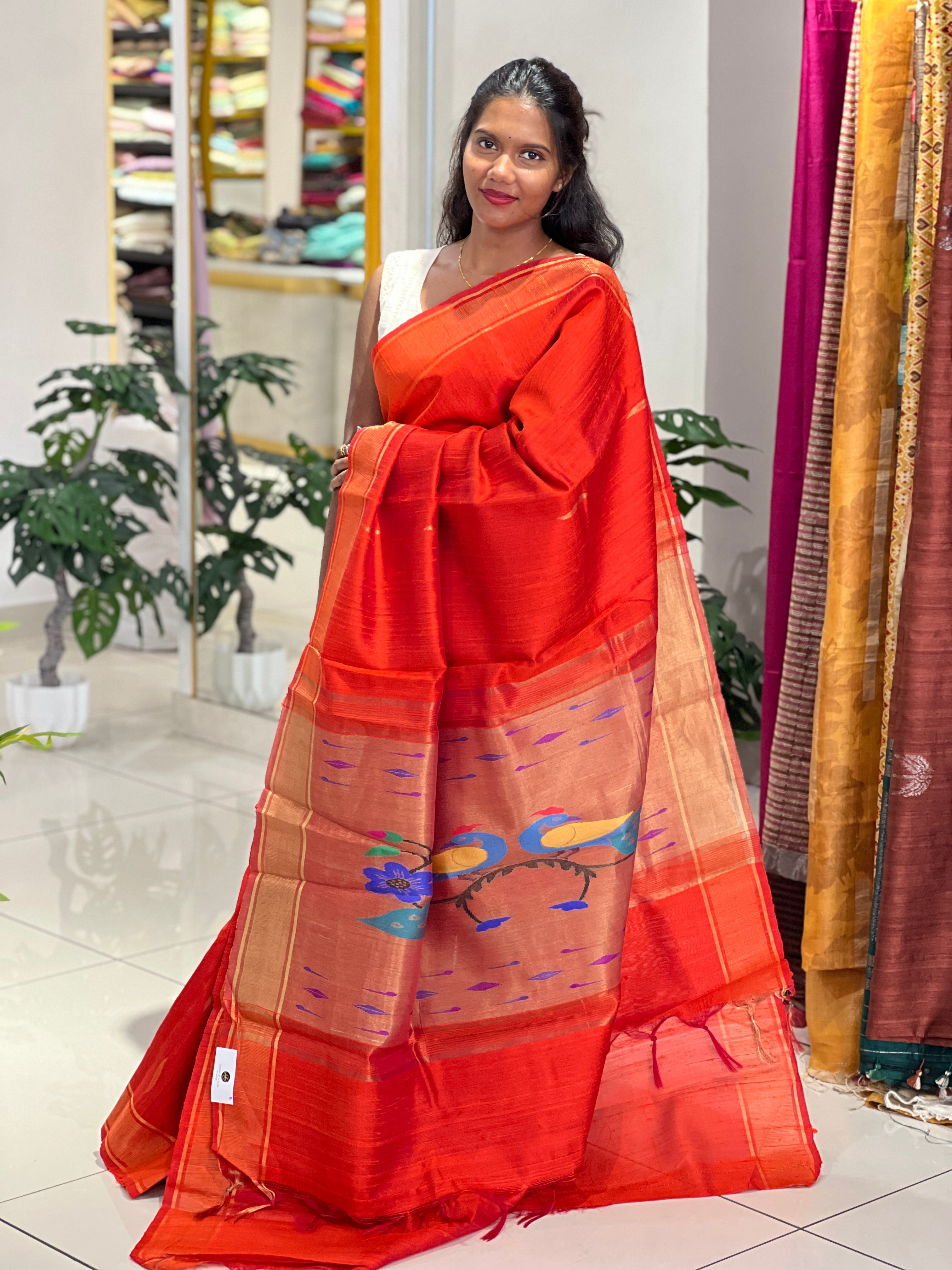 Golden Zari Weaving Pattern Raw Silk Saree |HS1360