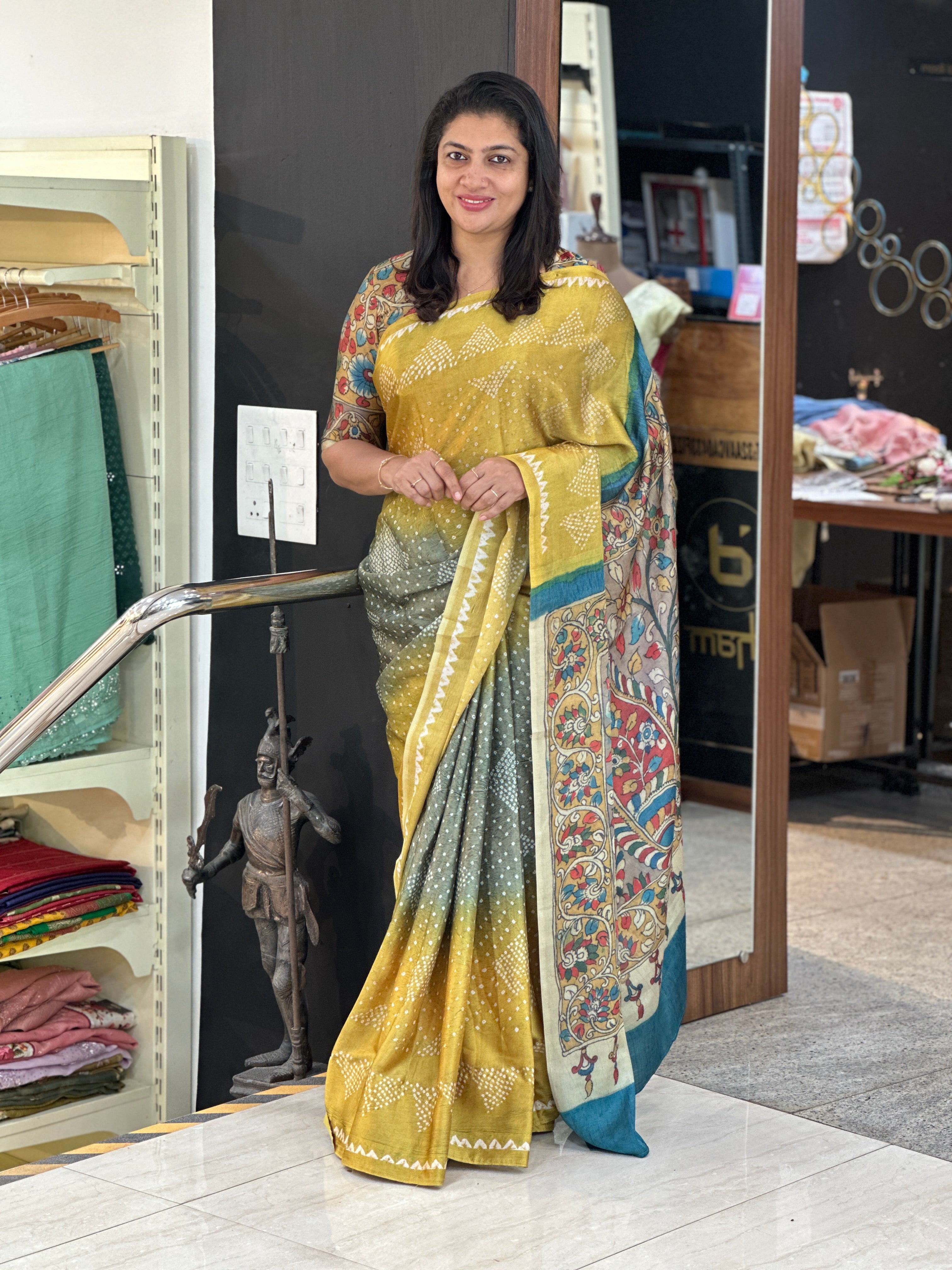 Bandhani Printed Semi Modal Saree | SSN458