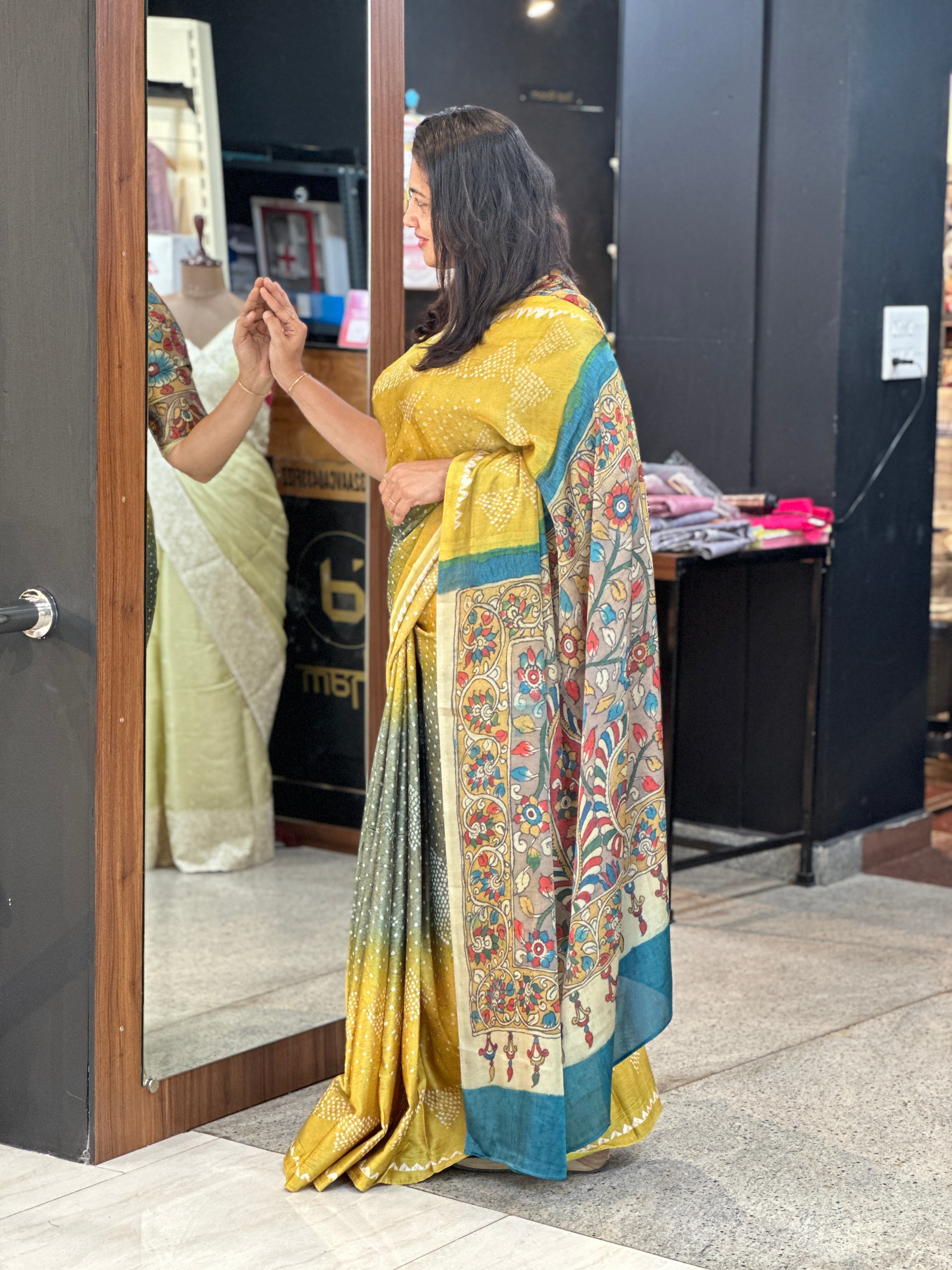 Bandhani Printed Semi Modal Saree | SSN458