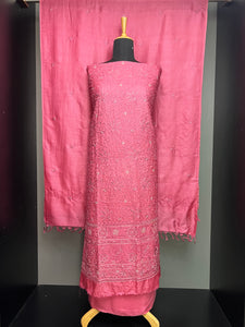 Machine Embroidery Detailed Pure Tussar Salwar Set | SBS1380