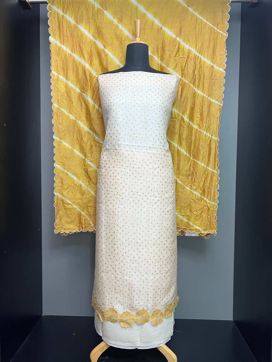 Bandhini Printed Pure Tussar Salwar Set | SBS1387