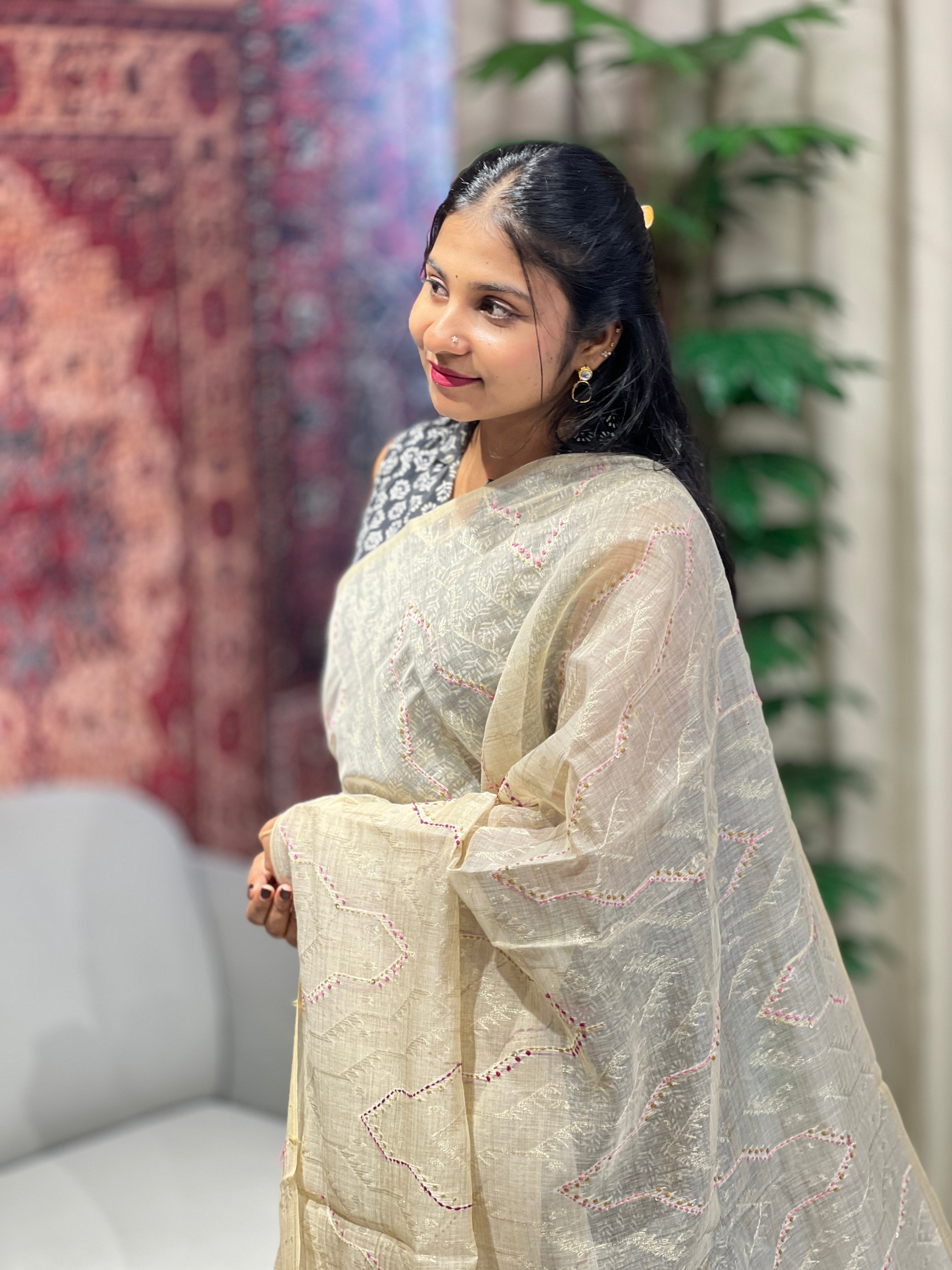 Lurex Weaved Chanderi Saree | BLD1742