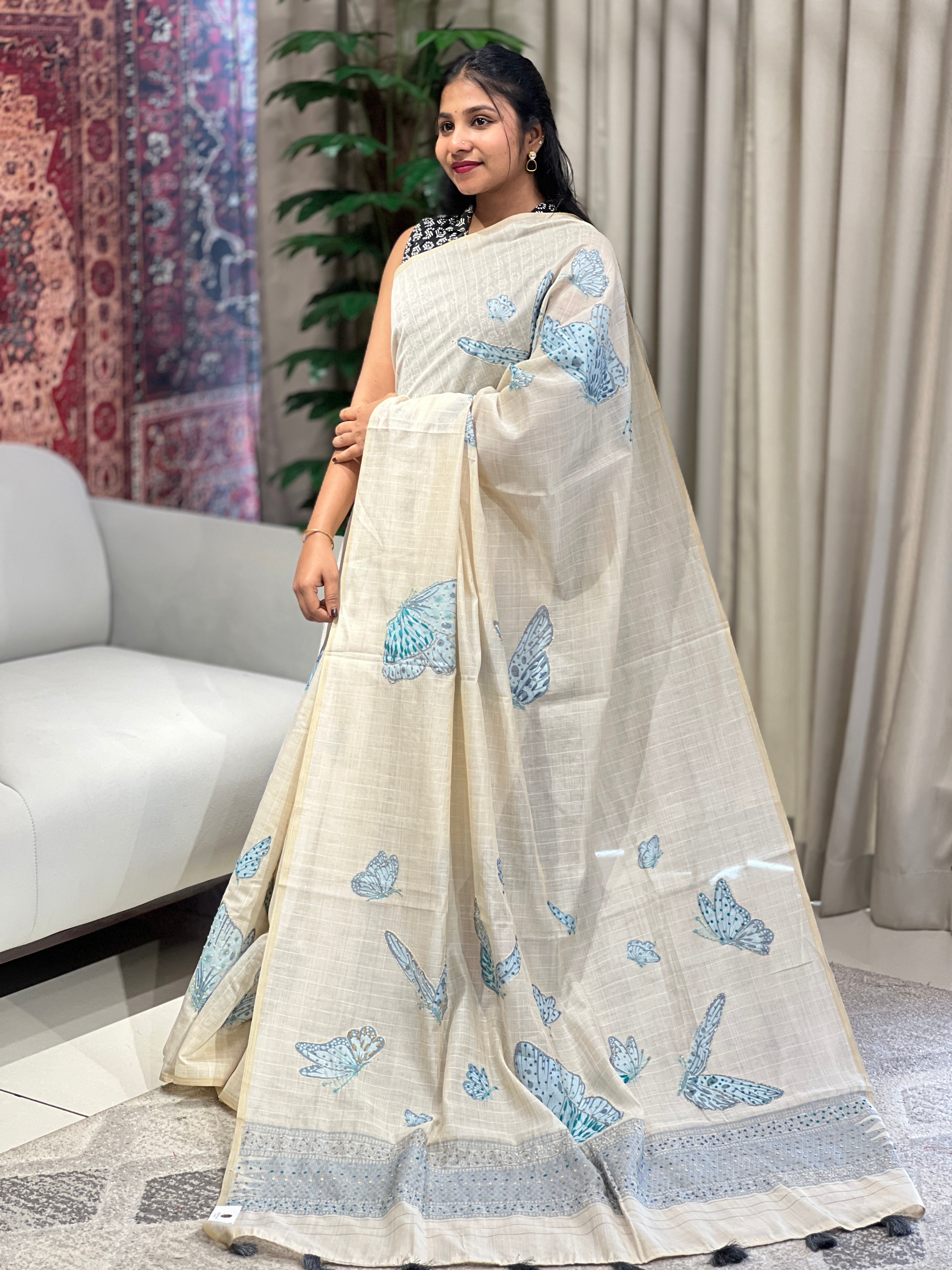 Hand Embroidery Detailed Chanderi Saree | BLD1689