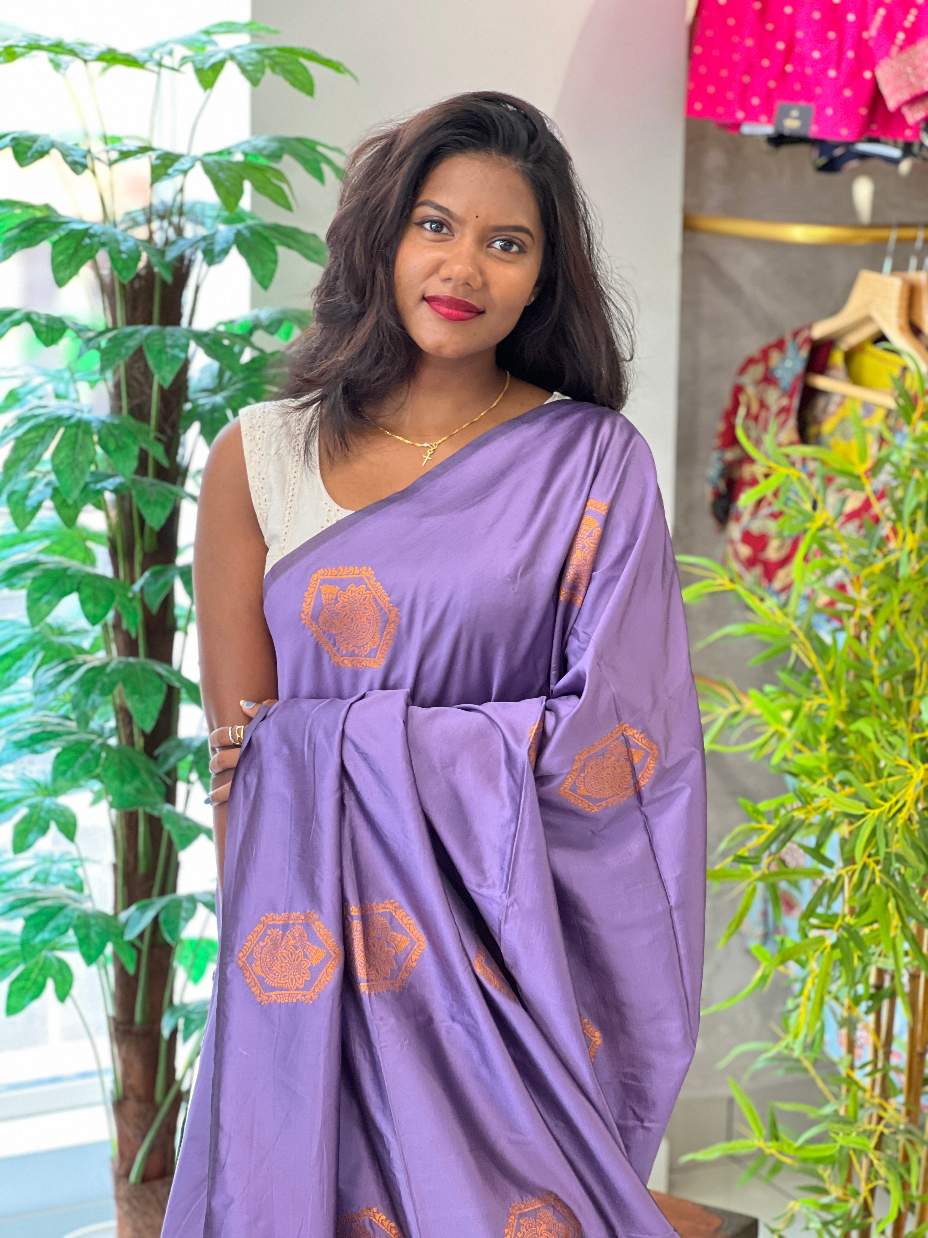 Zari Detailed Semi Silk Saree | GP104