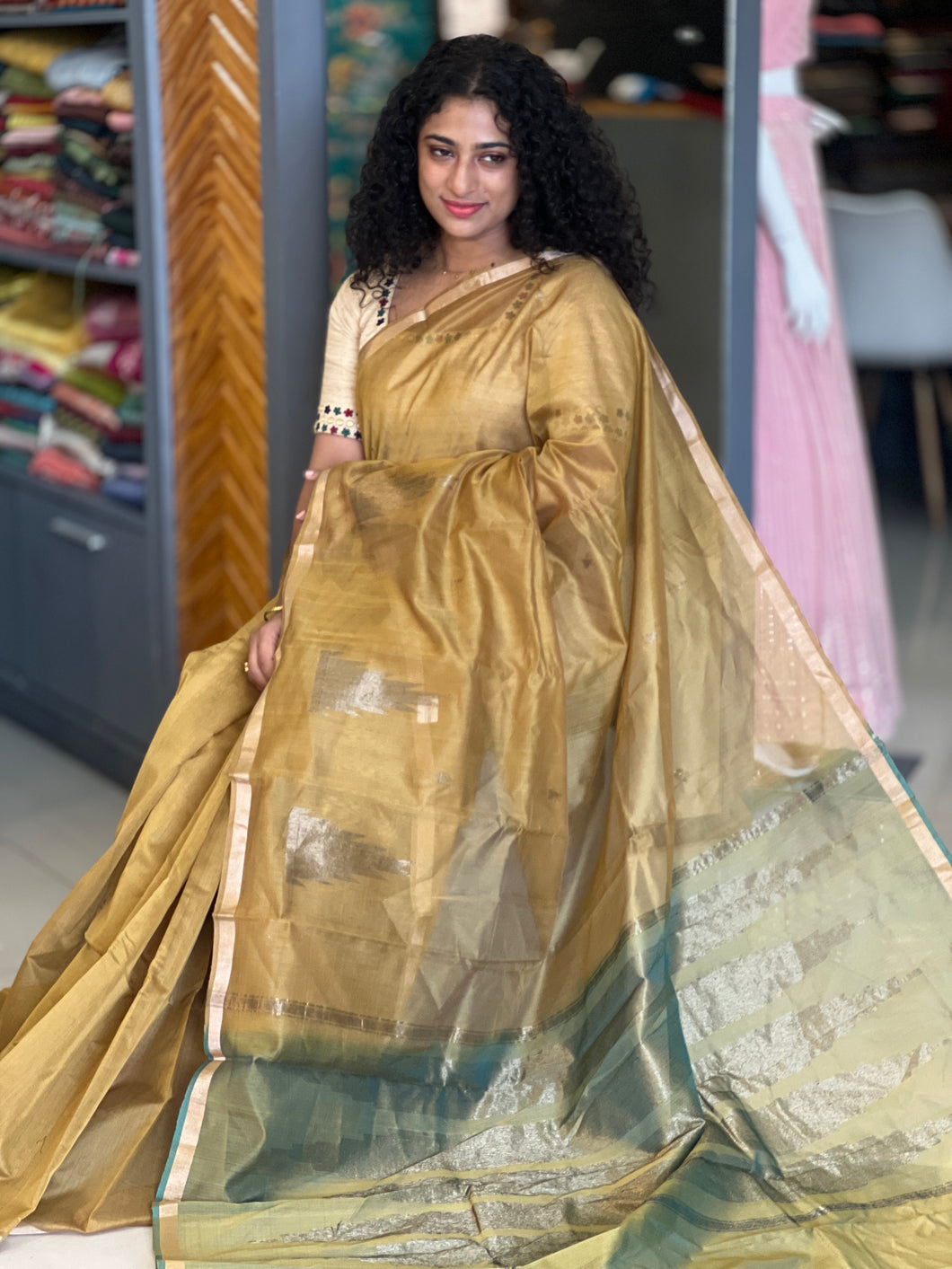 Temple Border Pattern Cotton Silk Saree | KTS153