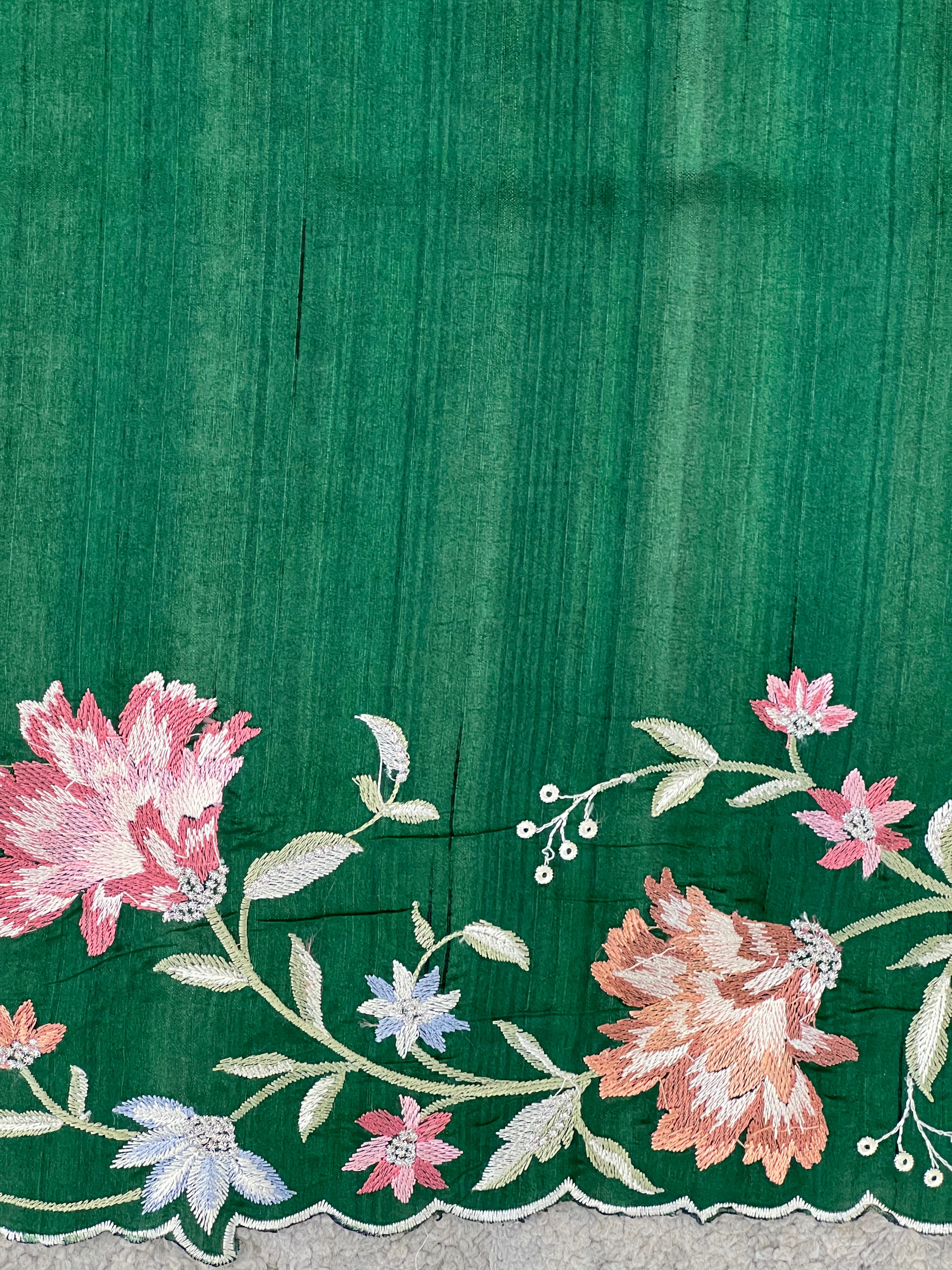 Multi- Colour Machine Embroidery Semi Tussar Saree | DVS268