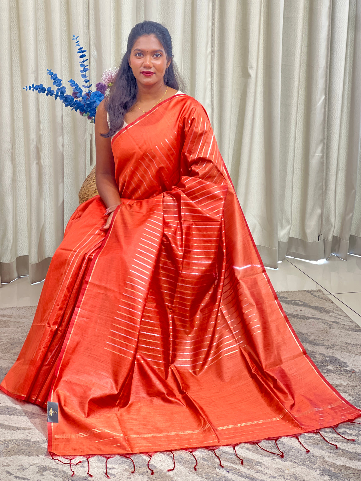 Vertical Line Pattern Semi Silk Saree  | SSN594