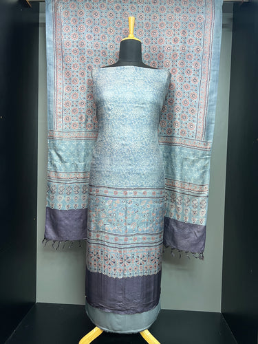 Digital Printed Ajrakh Inspired Pure Tussar Salwar Set | SBS1413