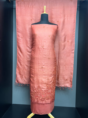 Applique Work Detailed Pure Tussar Salwar Set | SBS1408