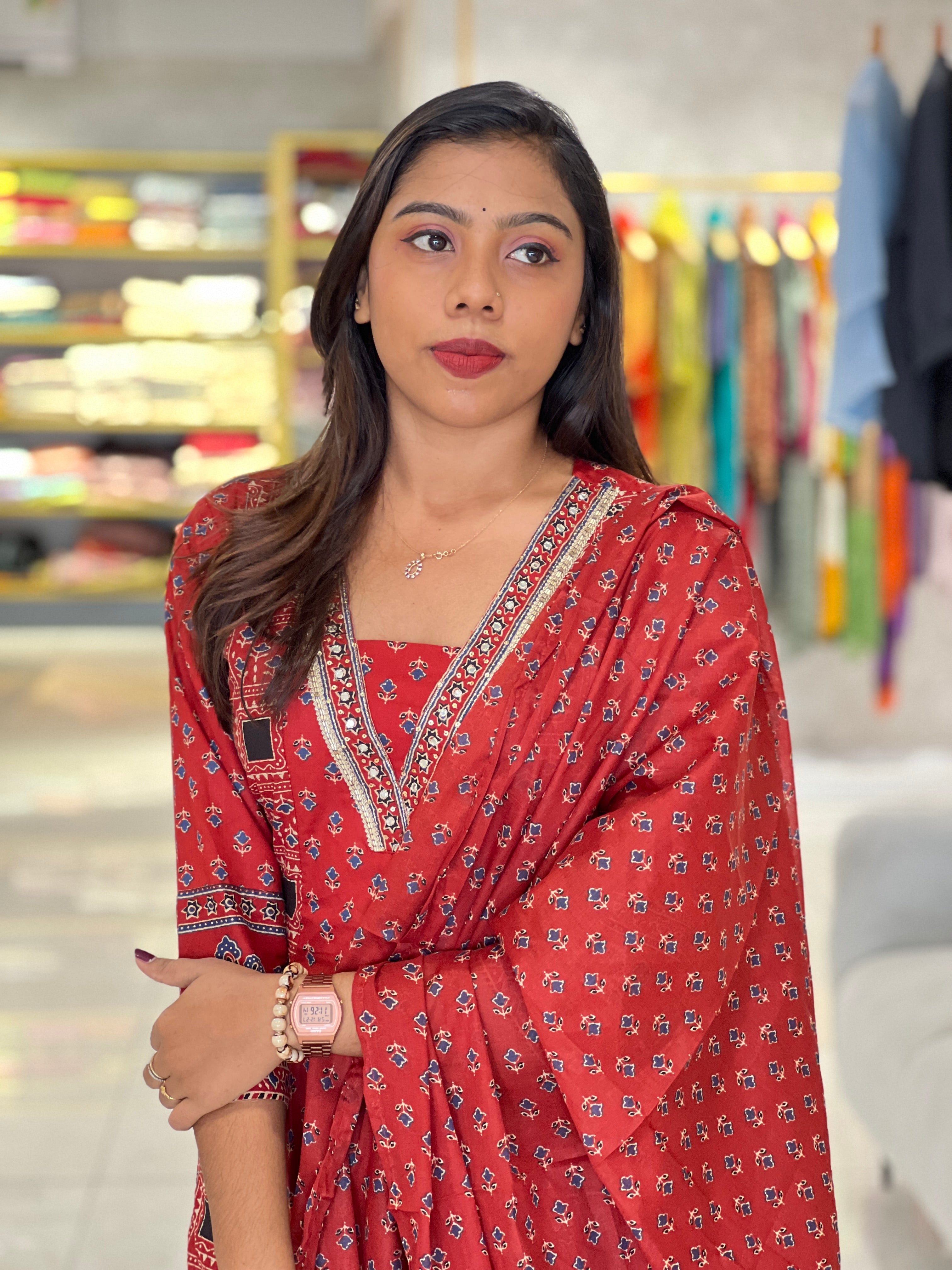 Ajrakh Printed Cotton Kurta Set | UNM102