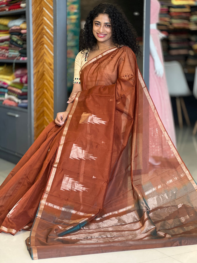 Temple Border Pattern Cotton Silk Saree | KTS153