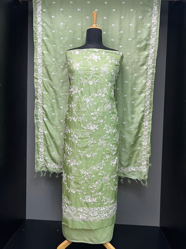 Floral Embroidery Detailed Pure Tussar Salwar Set | SBS1386