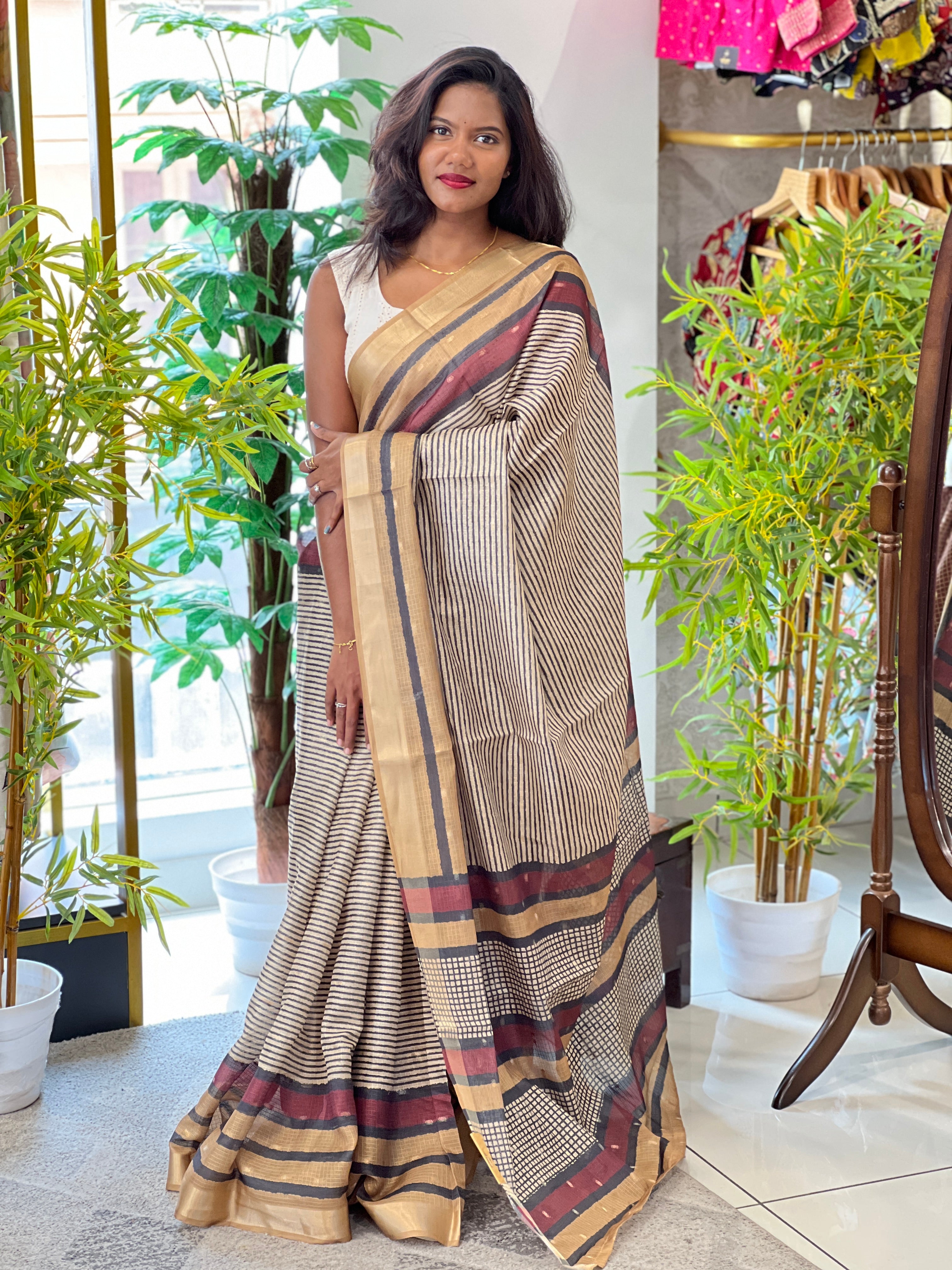 Digital Printed Pattern Silky Kota Saree | HT452
