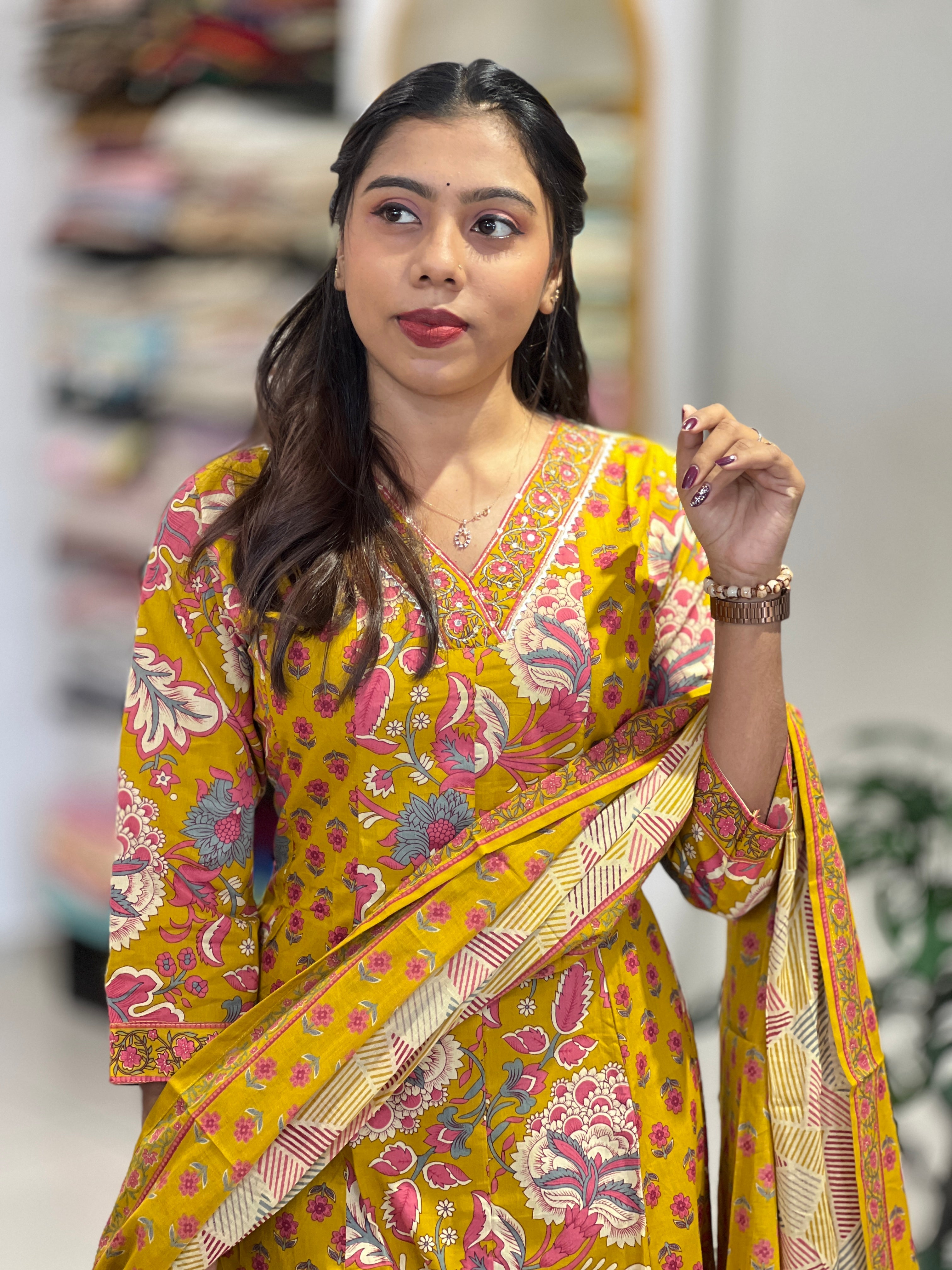 Floral Printed Cotton Kurta Set | UNM109