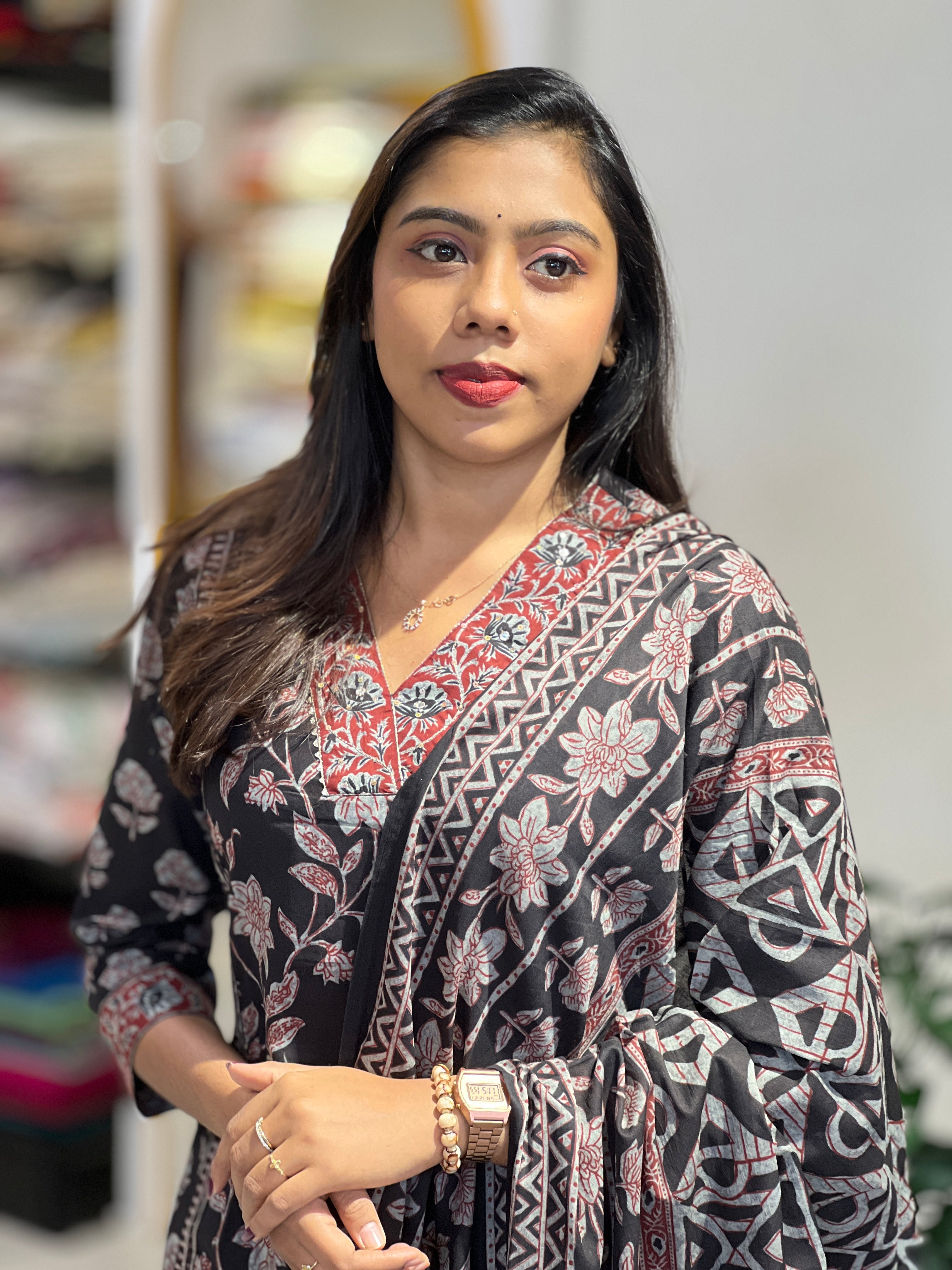 Floral Printed Cotton Kurta Set | UNM114