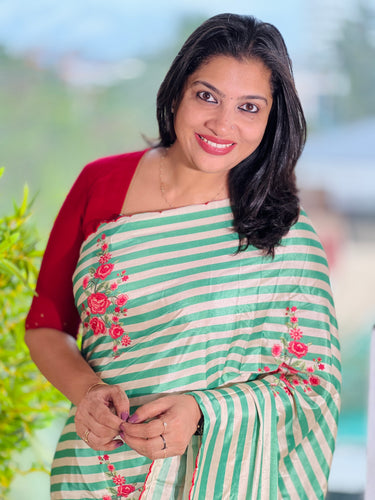 Floral Digital Print Detailed Crepe Silk Saree | HT217