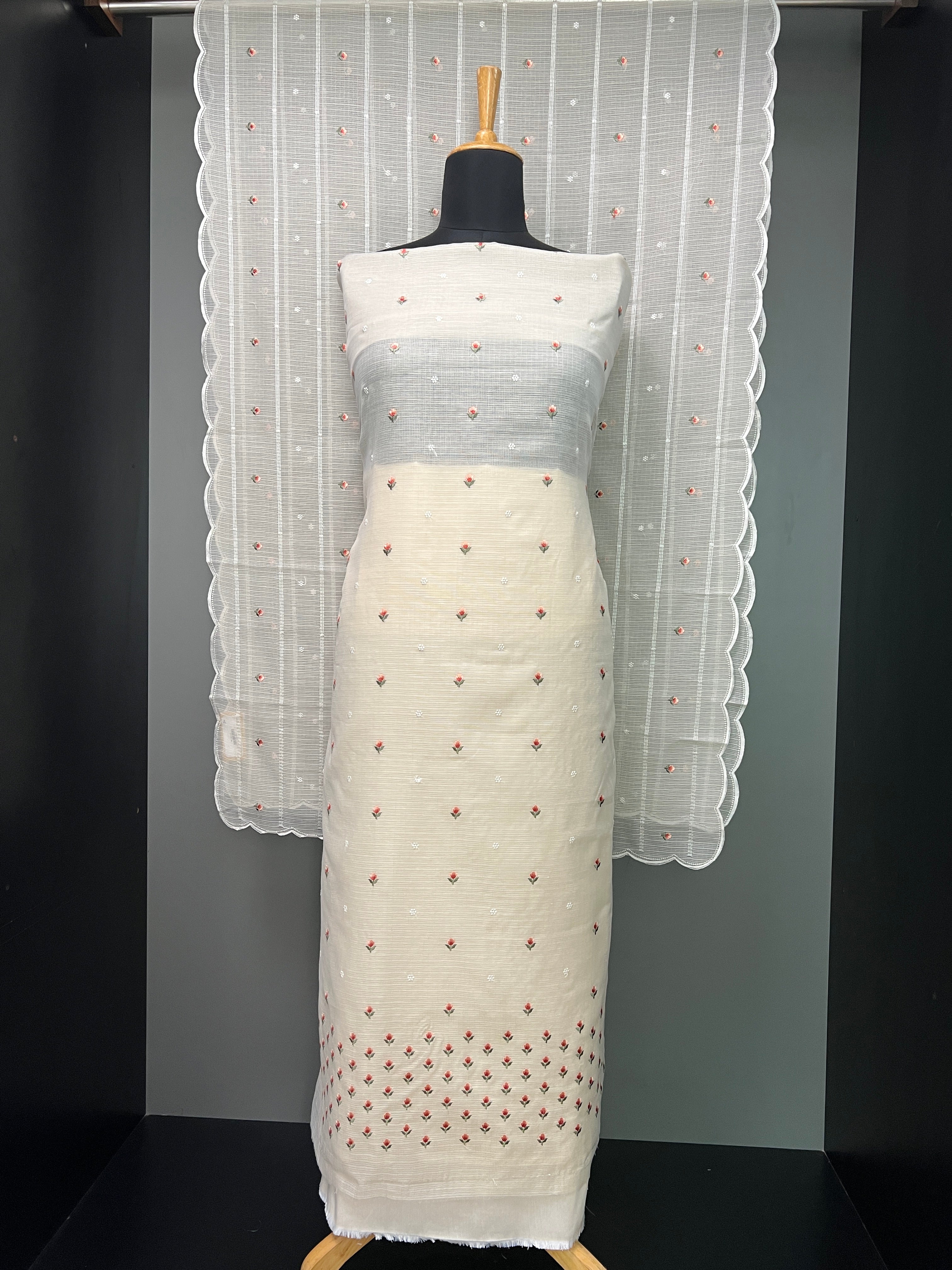 Floral Embroidery Detailed Silky Kota Salwar Set | MR204