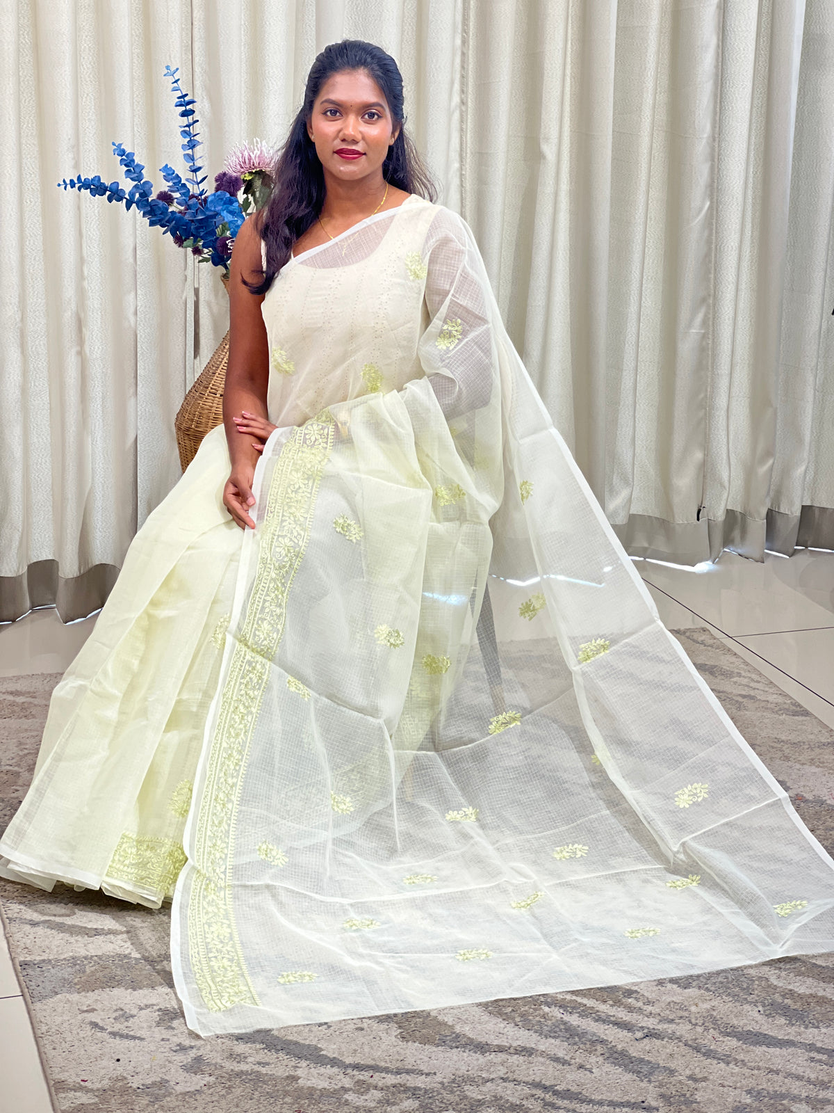 Floral Embroidered Kota Saree | AHD1985