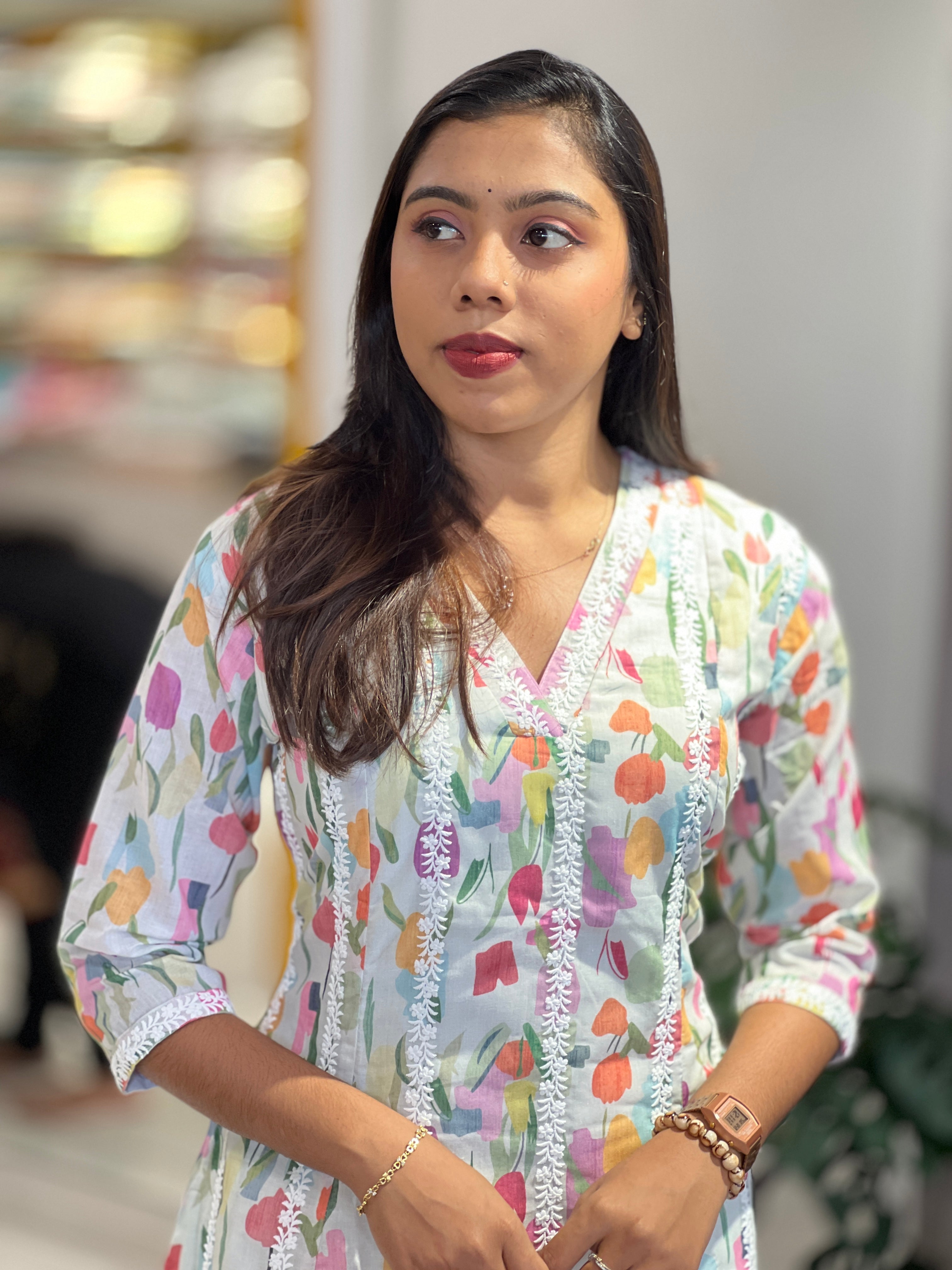 Floral Printed Cotton Kurta Set | UNM101