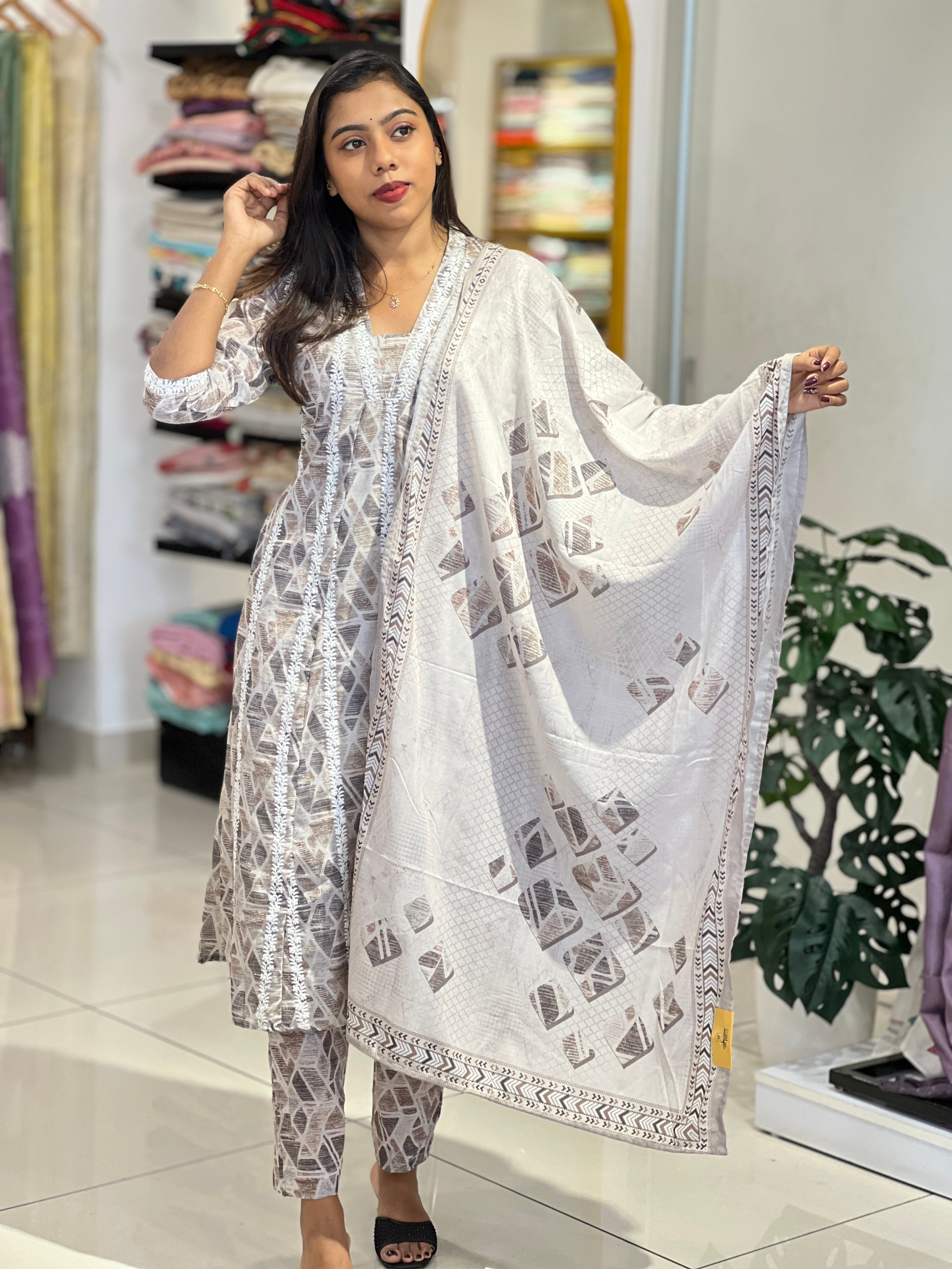 Geometric Printed Cotton Kurta Set | UNM118