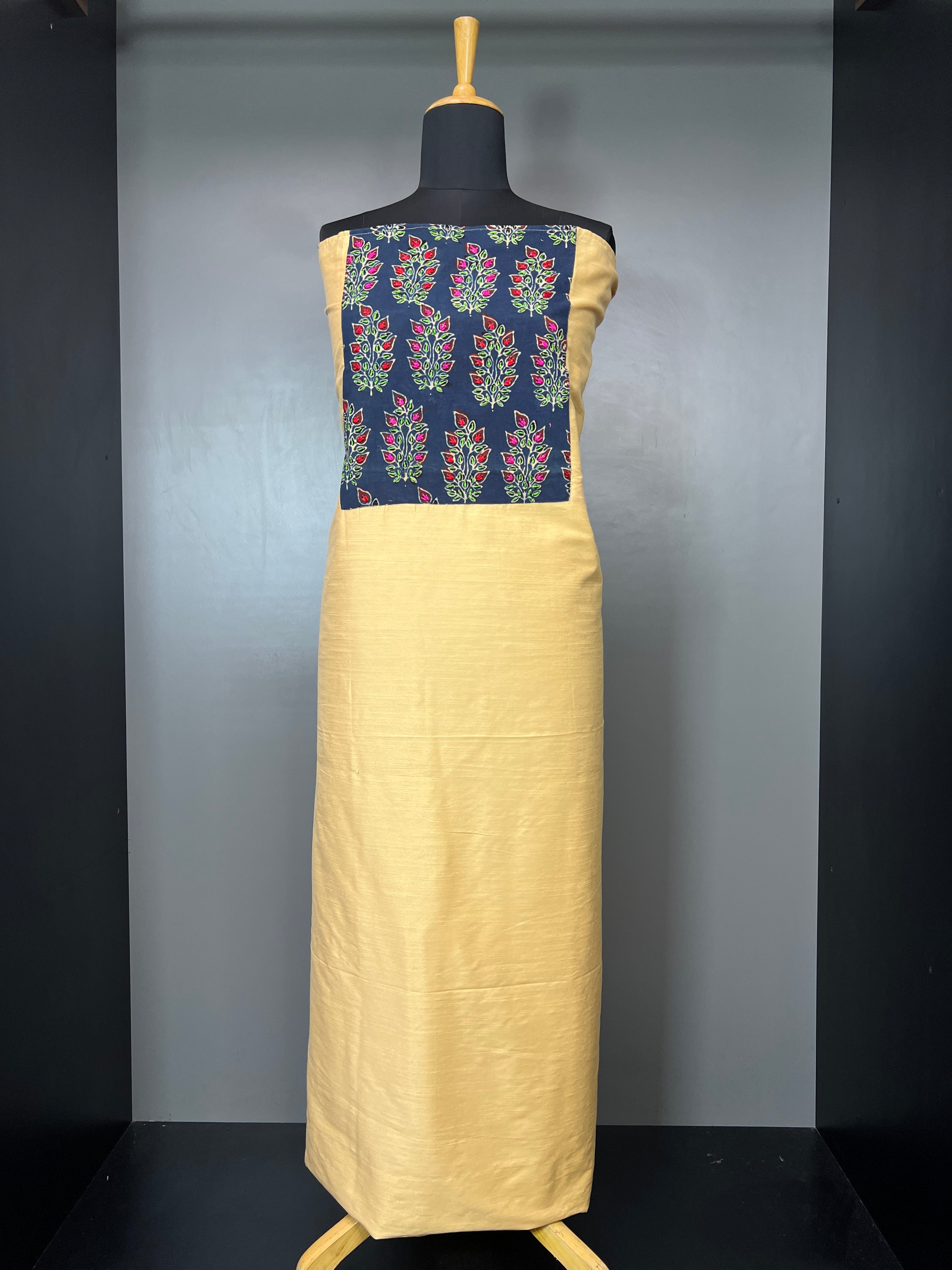 Yoke Ajark Patch Detailing Kurta Material | DN193