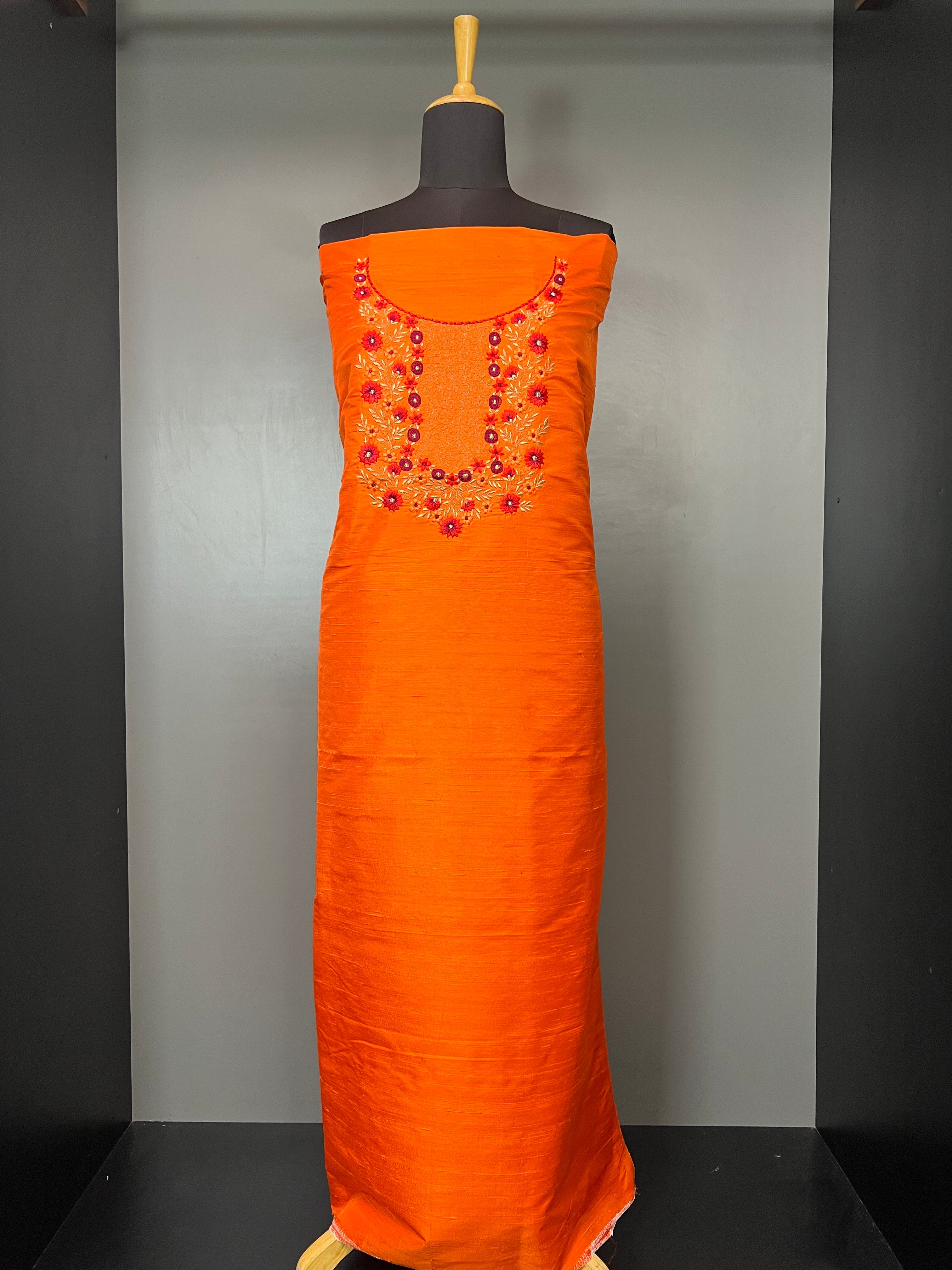Embroidered Raw Silk Kurta Material | DN189