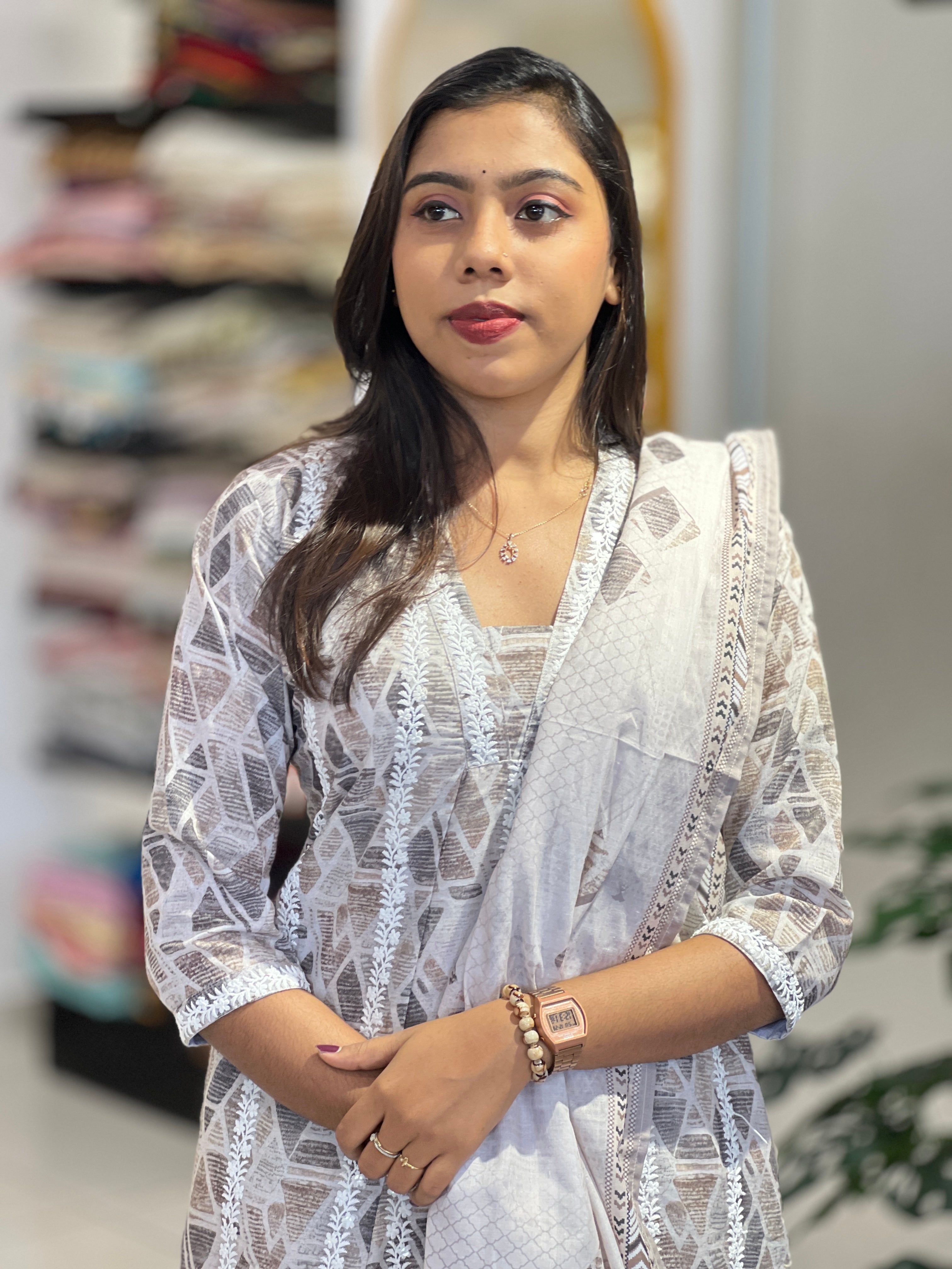 Geometric Printed Cotton Kurta Set | UNM118