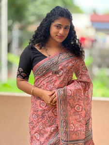 Kalamkari Printed Bhagalpuri Linen Saree | GMS135