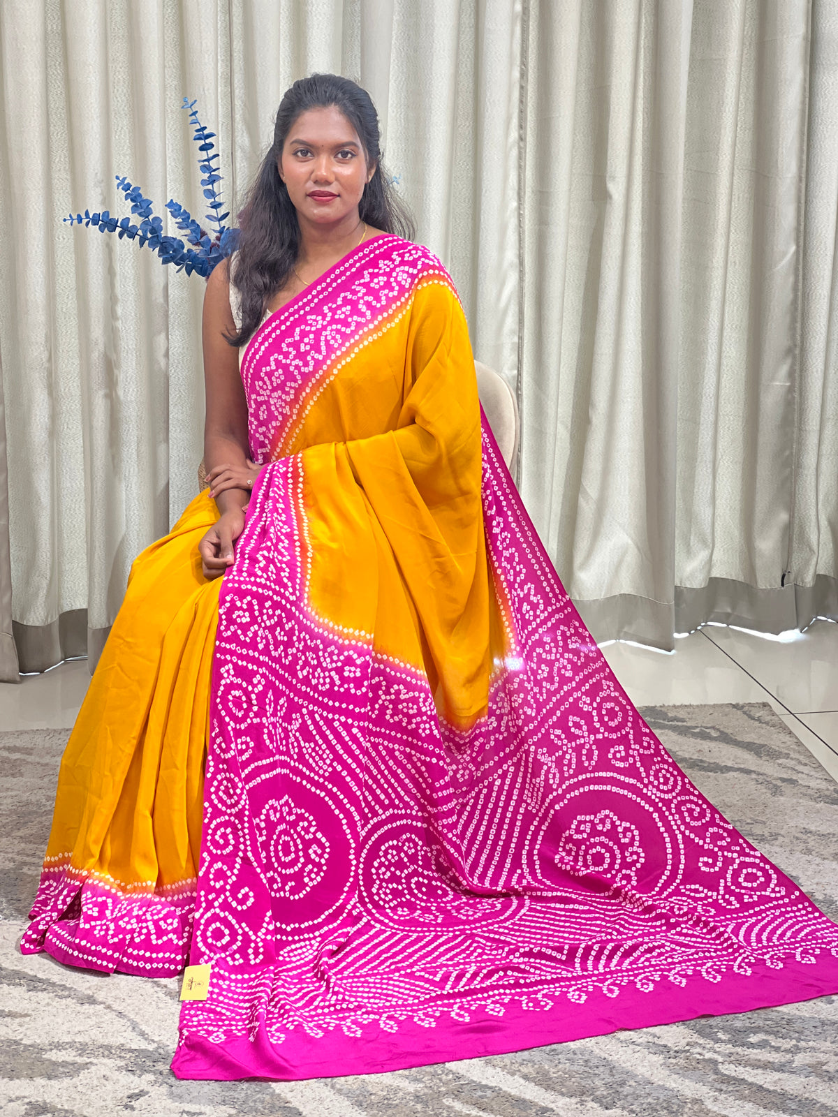 Tie & Dye Bandhini Printed Pure Georgette Saree | MSB147