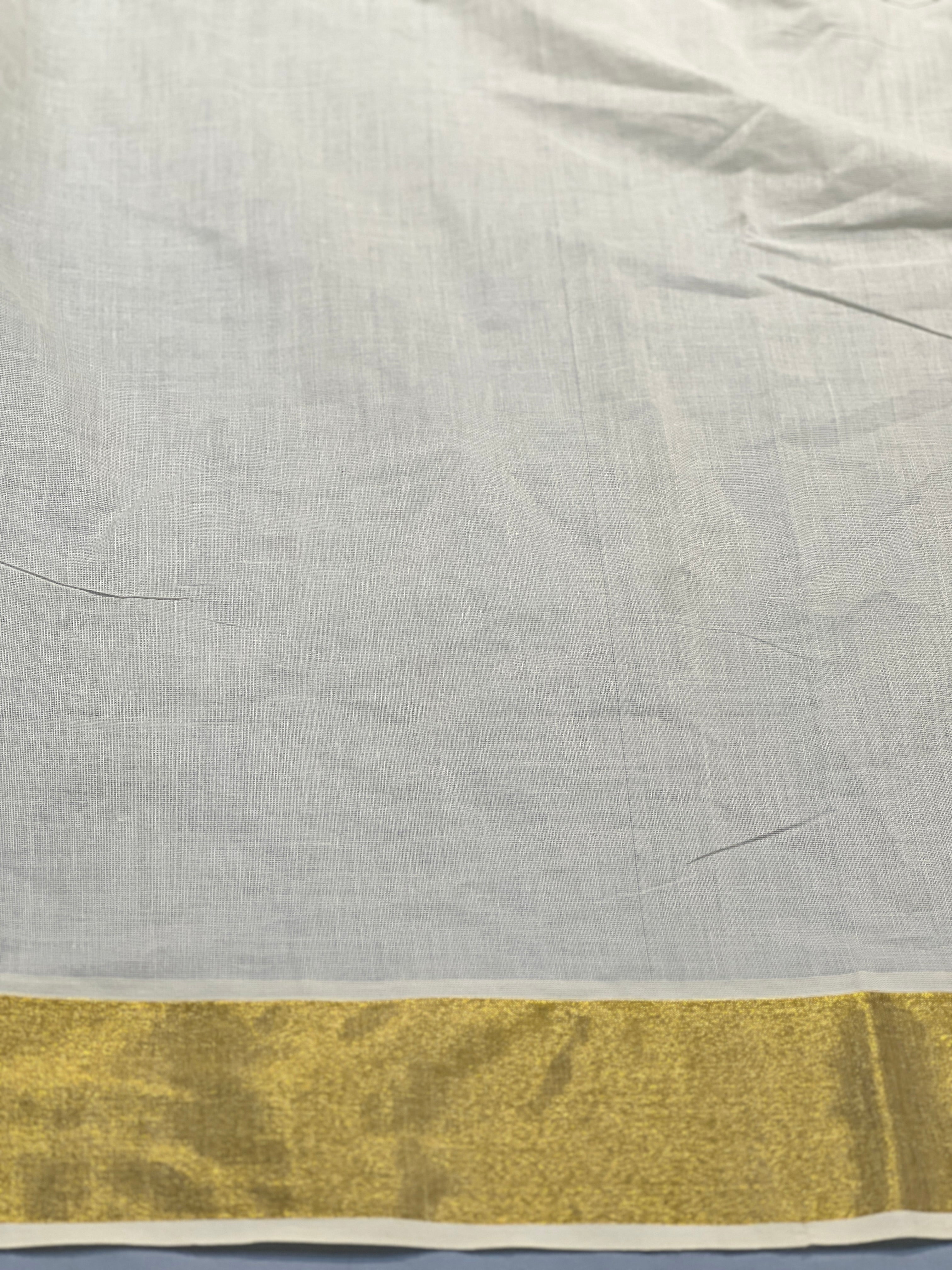 Kasavu Border Detailed Kerala Cotton Saree | GAT385