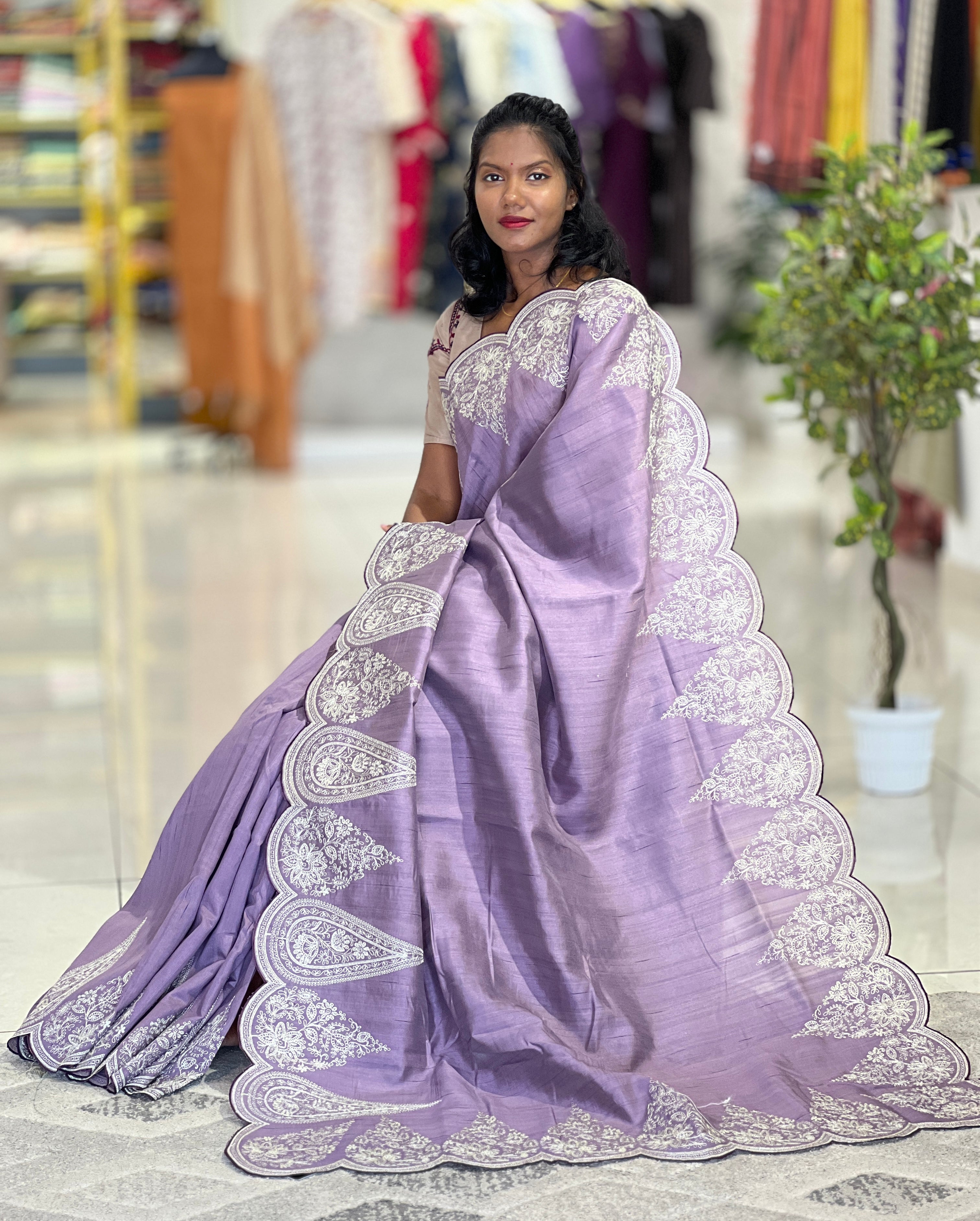 Pitta Work Detailed Semi Silk Saree | SUN168