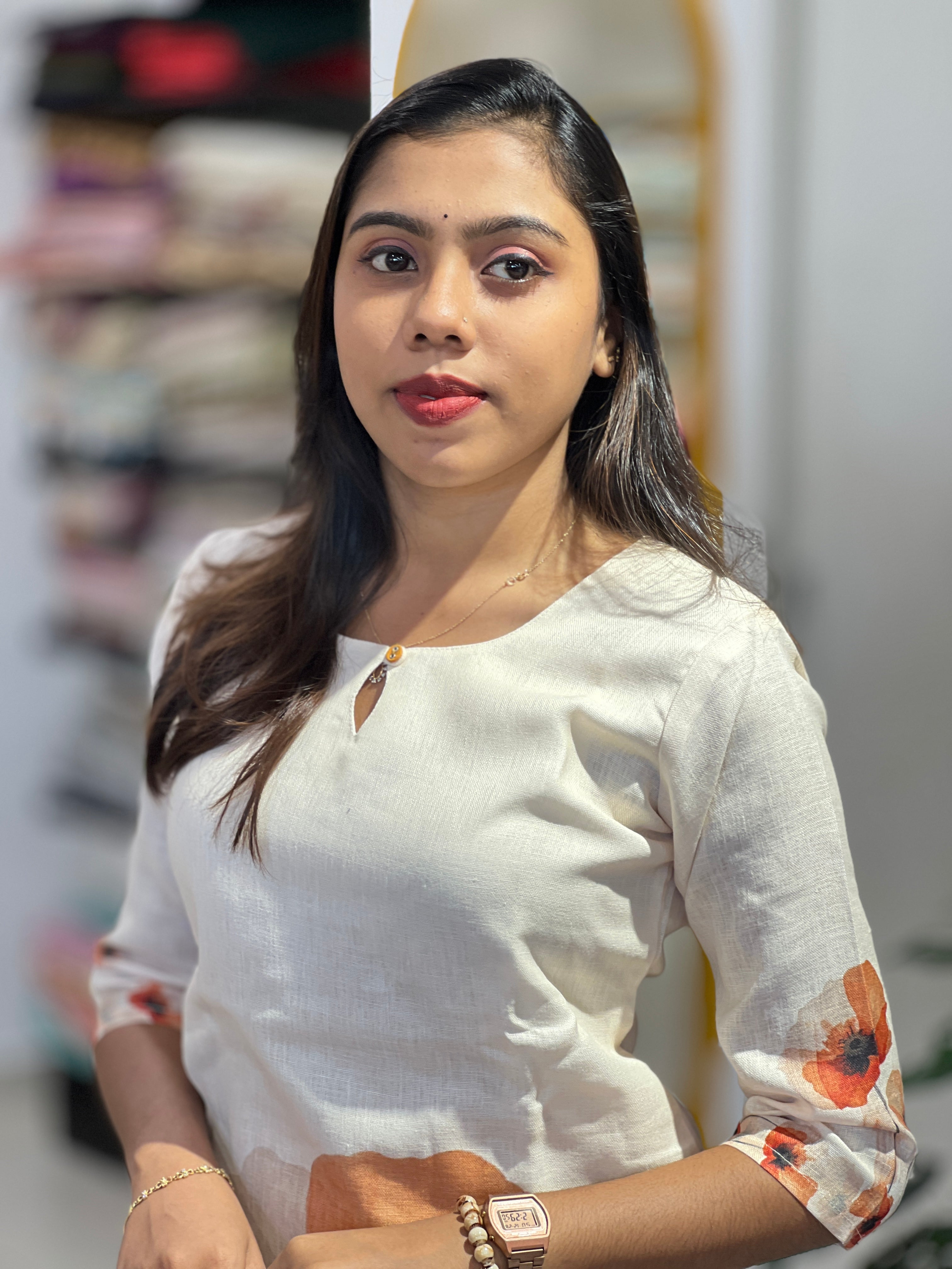 Floral Digital Printed Semi Linen Kurta Set | UNM116