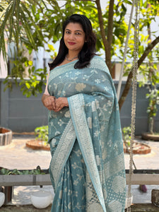 Banarasi Weaved Tussar Georgette Saree | YNG103