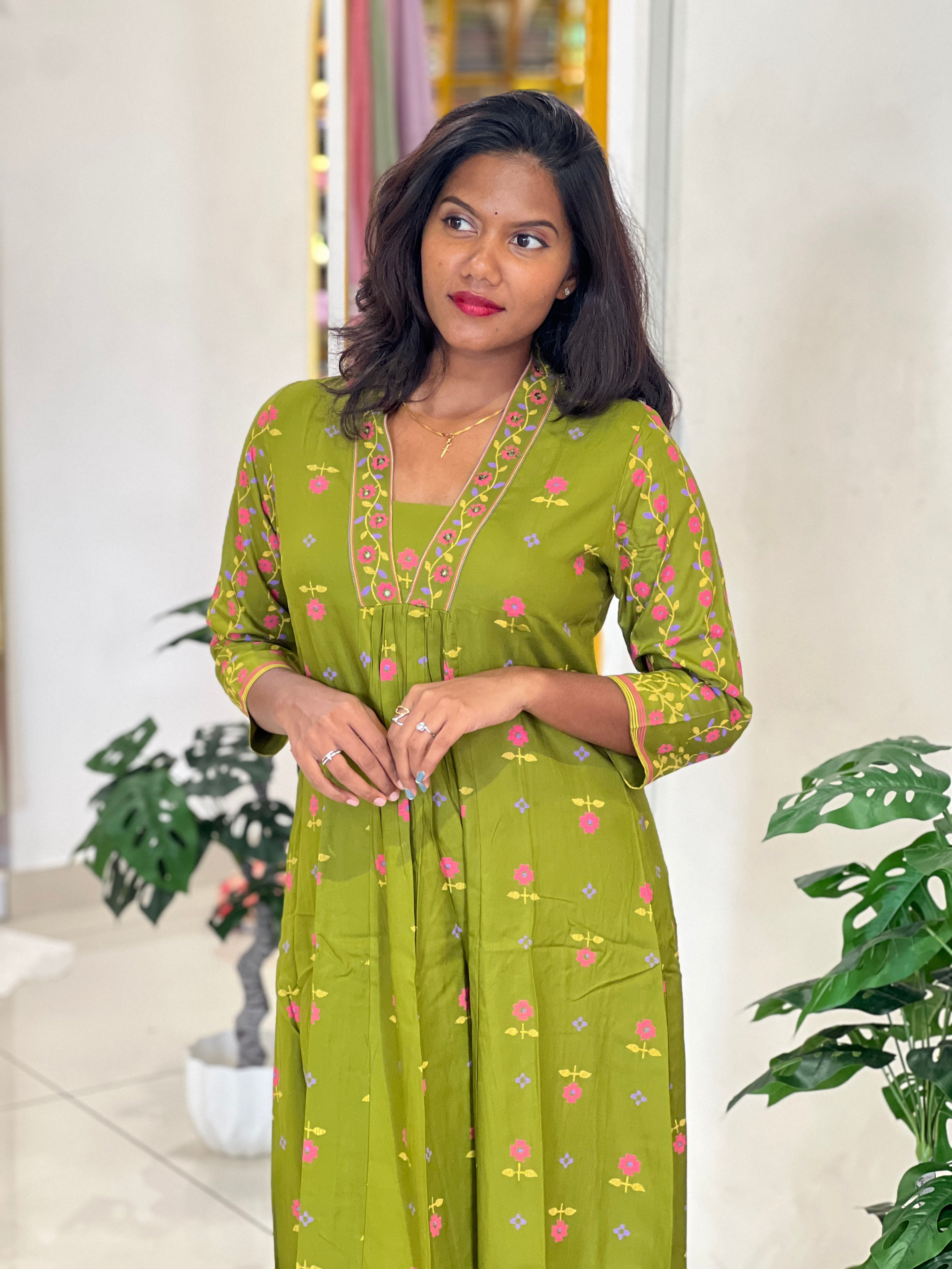 Printed Pattern Cotton Kurta Set | OMF178