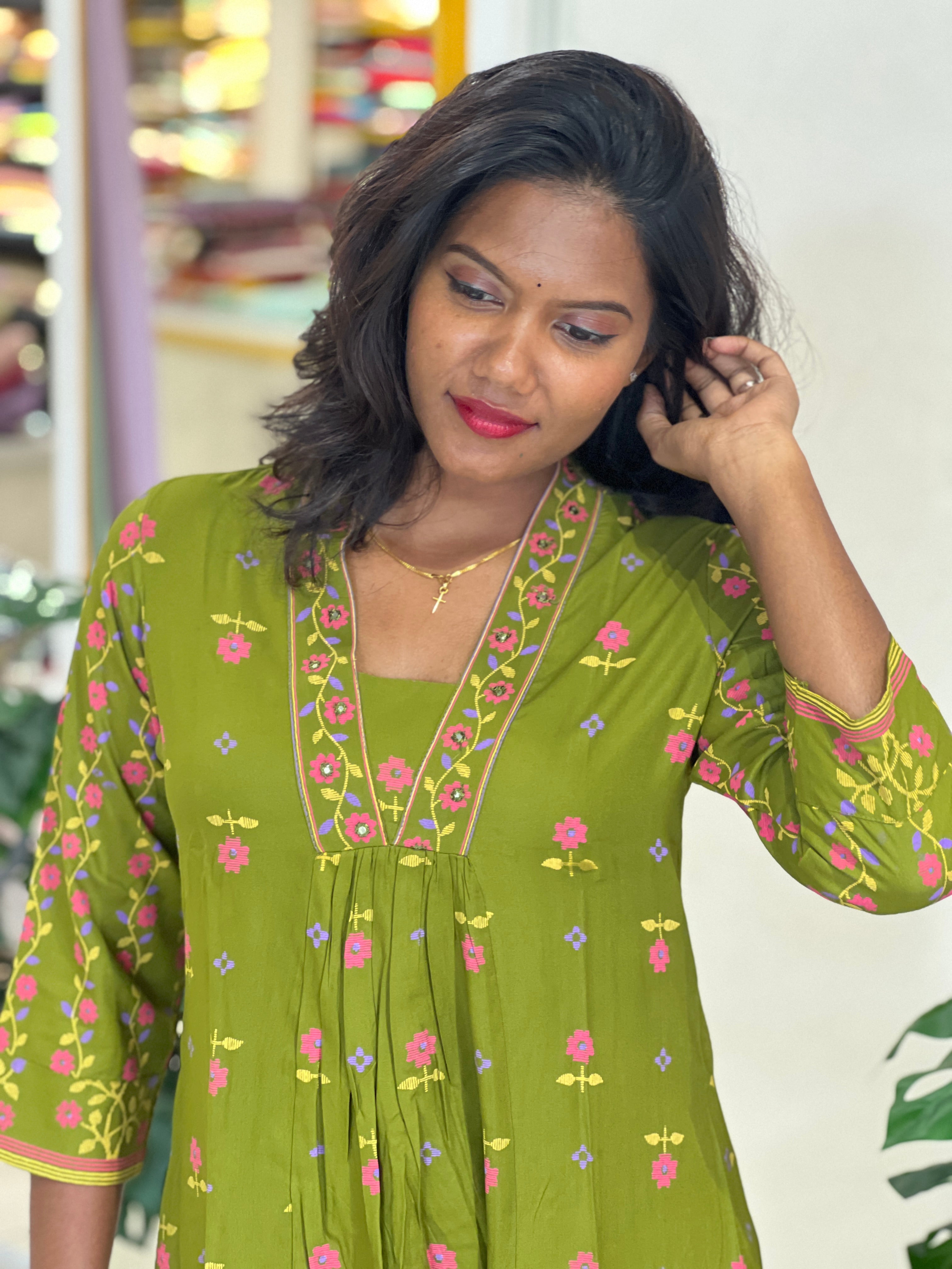 Printed Pattern Cotton Kurta Set | OMF178