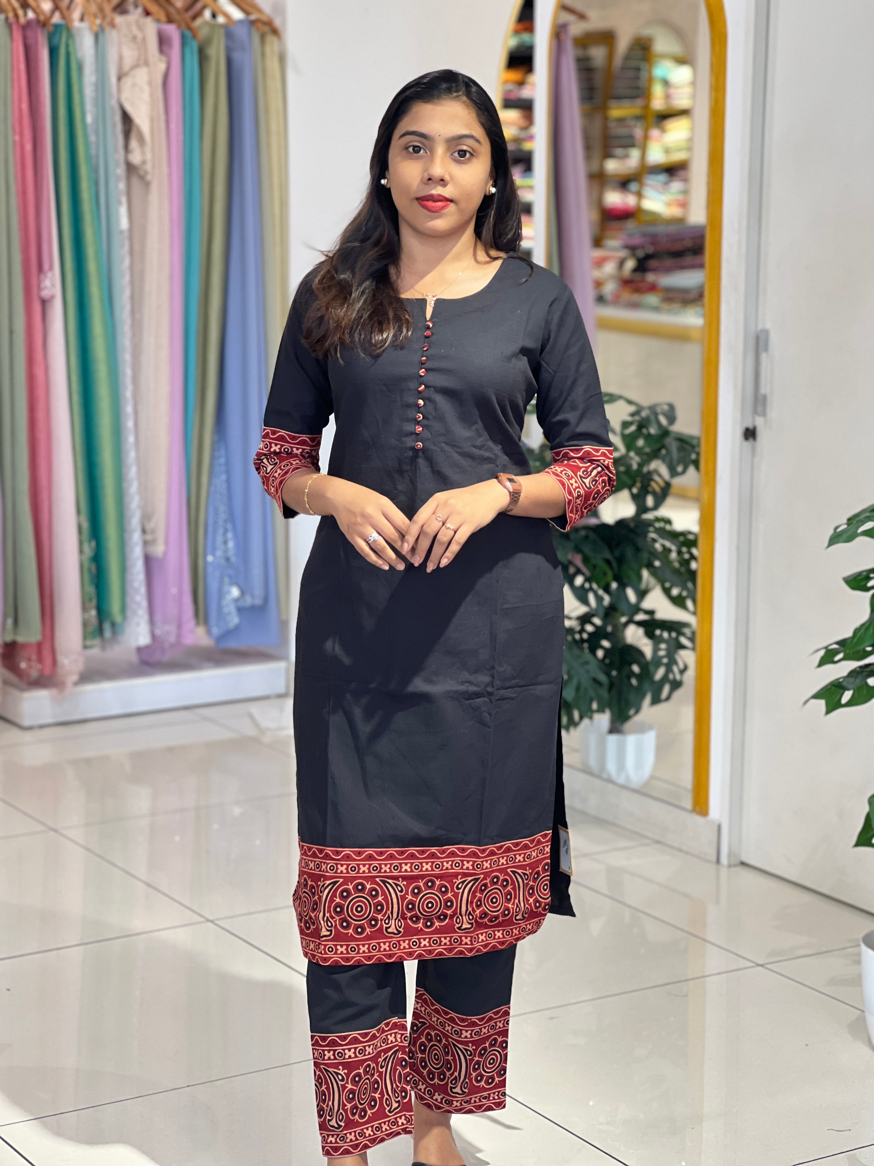 Ajrakh Print Cotton Kurta Set |DVC119