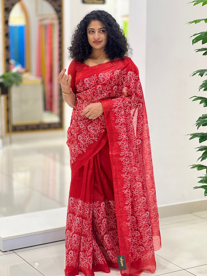 Floral Embroidery Silky Kota Saree | NHH304