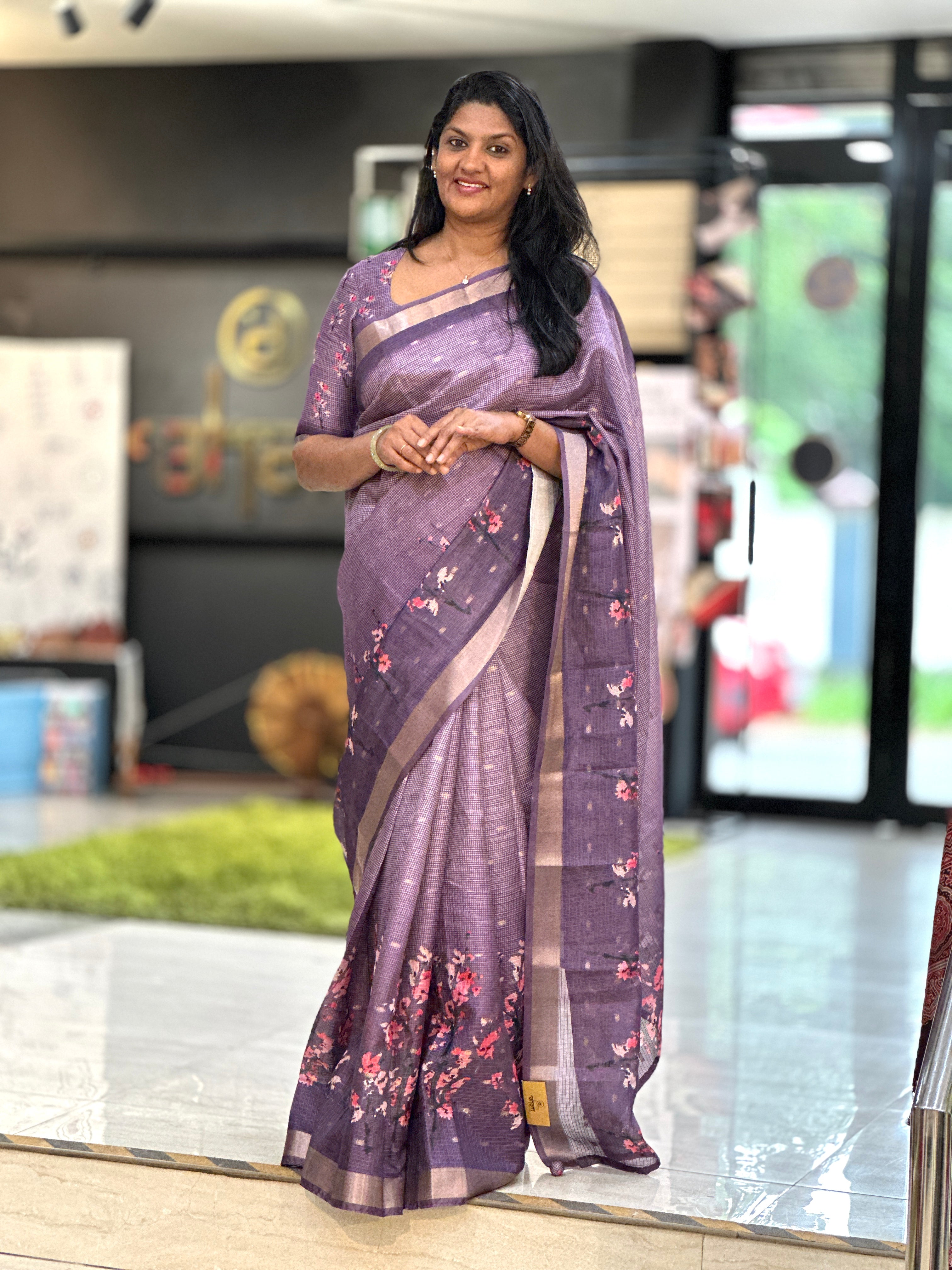 Floral Digital Printed Silky Kota Saree | HT288