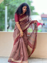 Block Printed Supernet Kota Saree | LP118