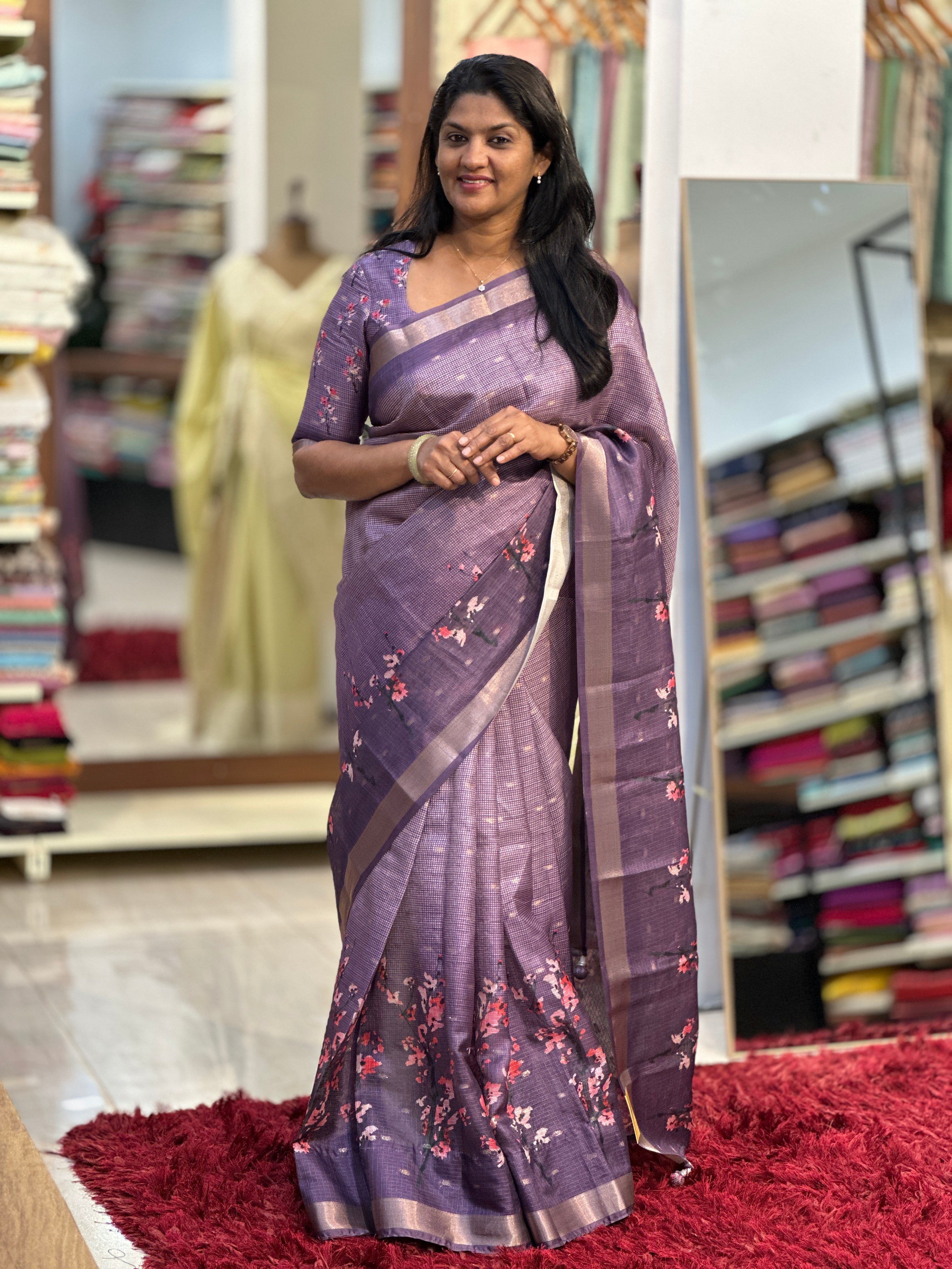 Floral Digital Printed Silky Kota Saree | HT288