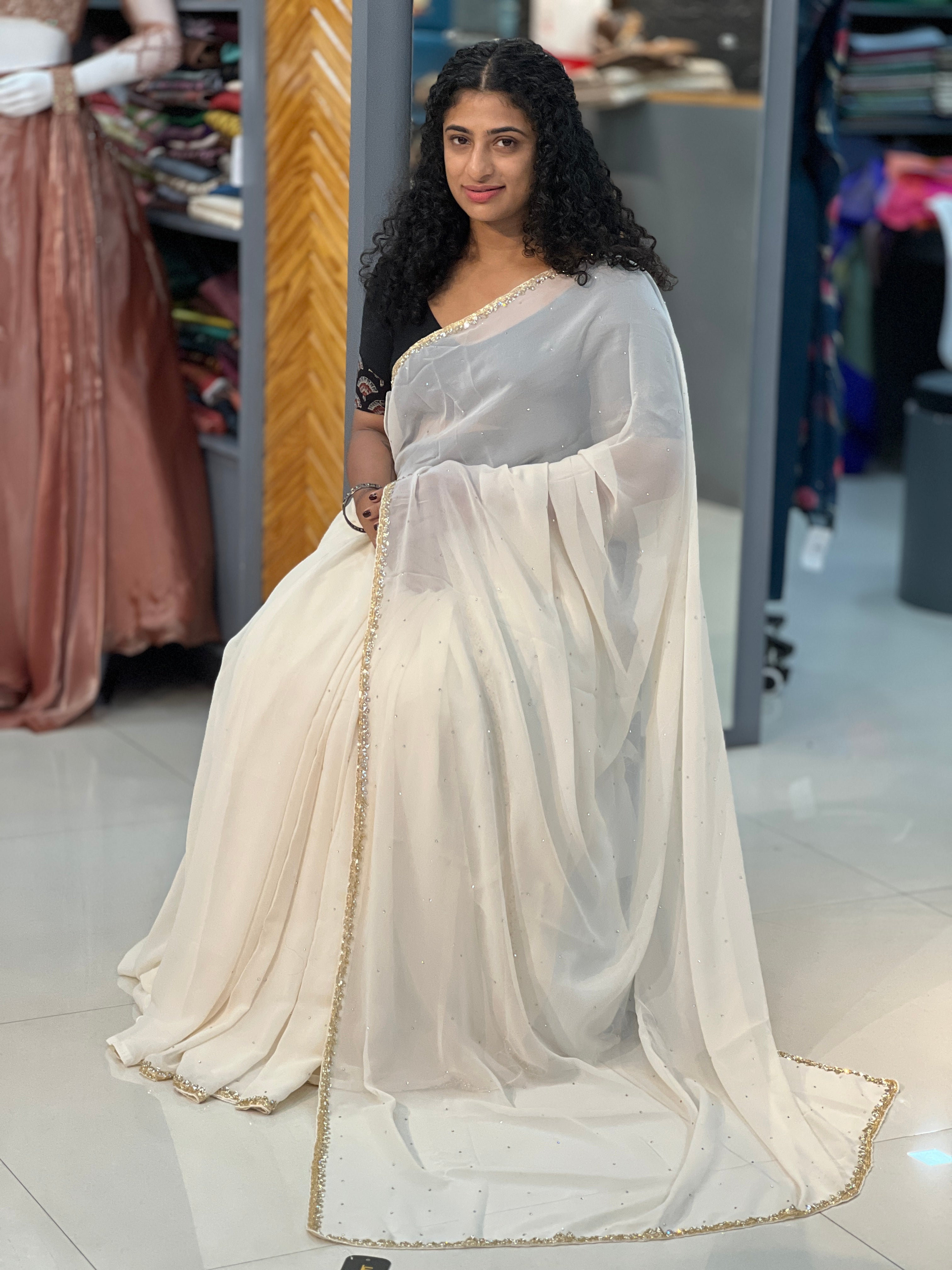 S08_Designer Kashmiri butta design Silk Sarees Dual tone color with at