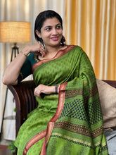 Block Printed Mangalgiri Silk Saree | SVF107