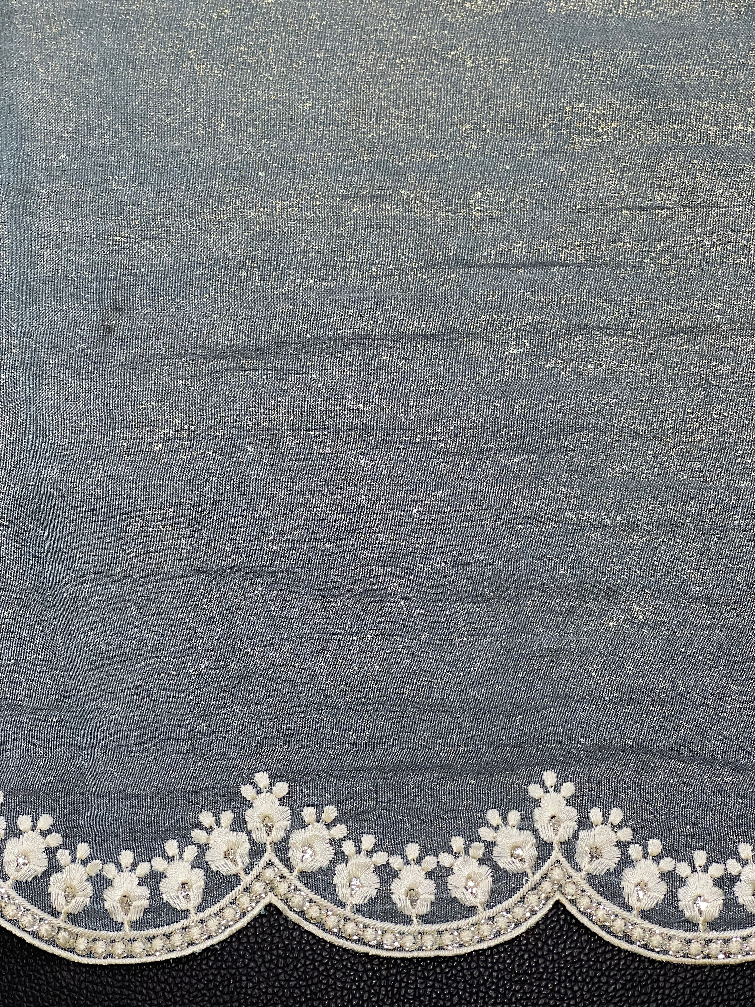 Multicolour Floral Machine Embroidery Detailed Crushed Viscose Organza Saree | BLD1685