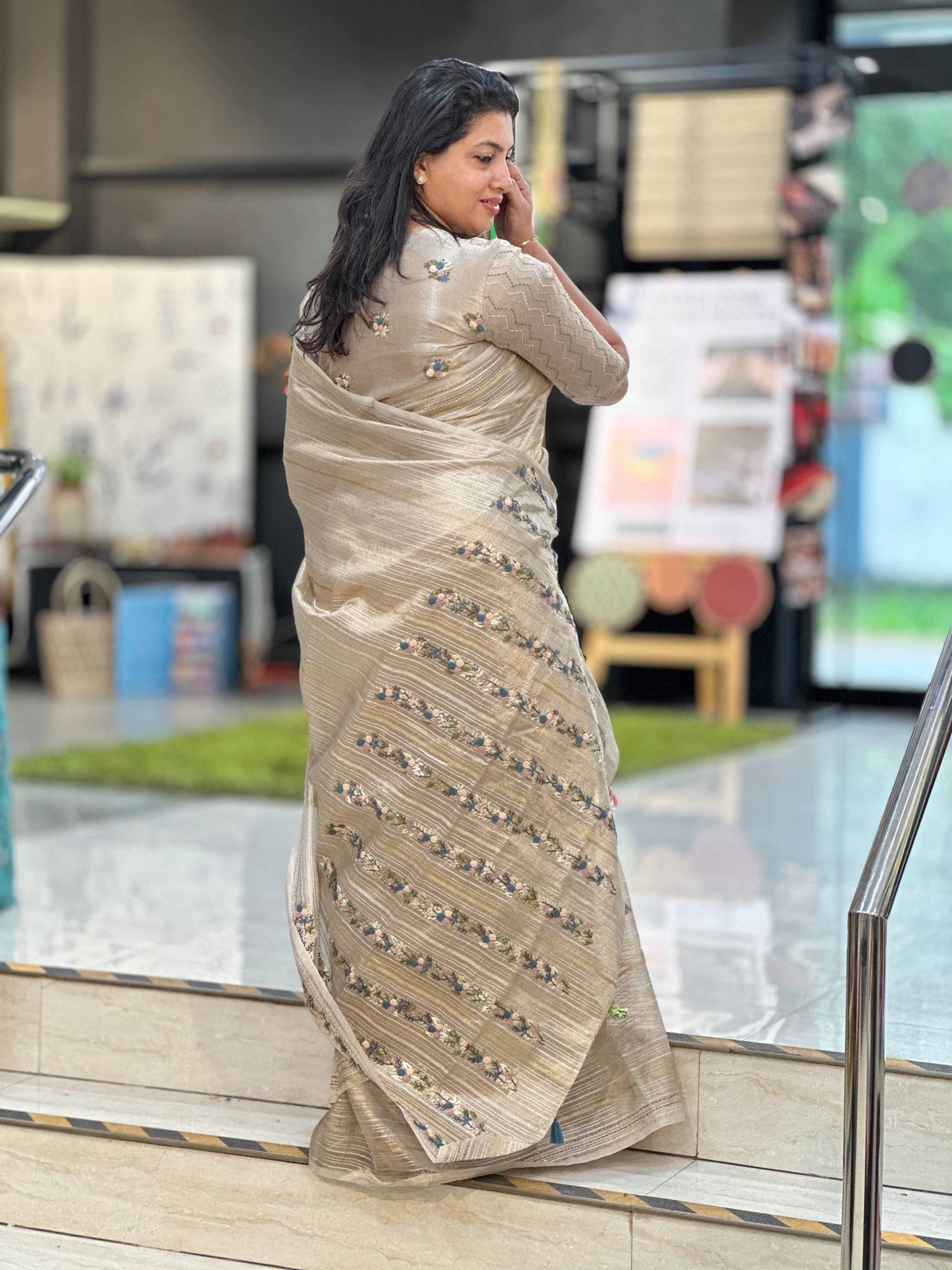 Hand Embroidery Detailed Tissue Organza Saree | BLD1919