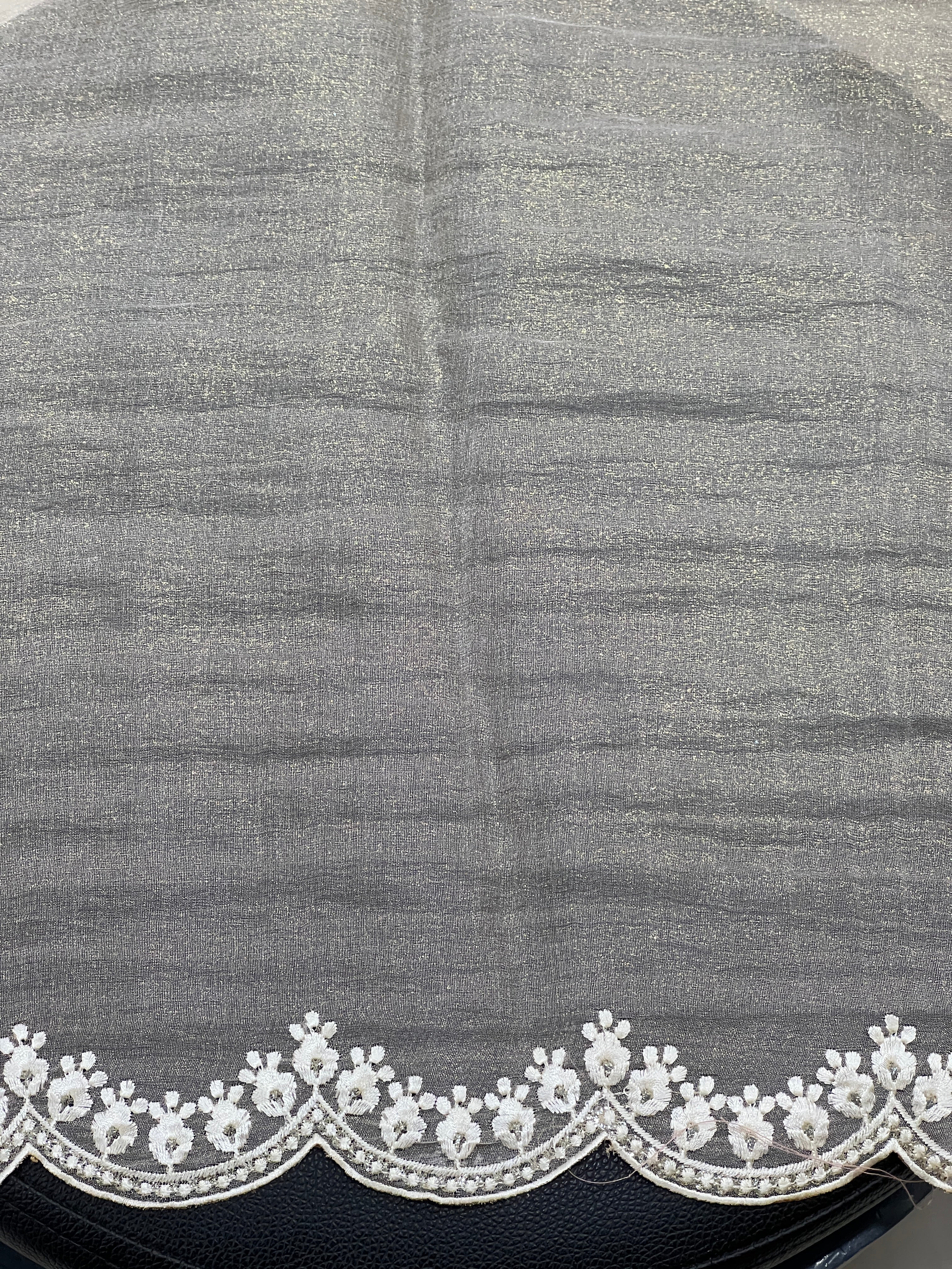 Multicolour Floral Machine Embroidery Detailed Crushed Viscose Organza Saree | BLD1684