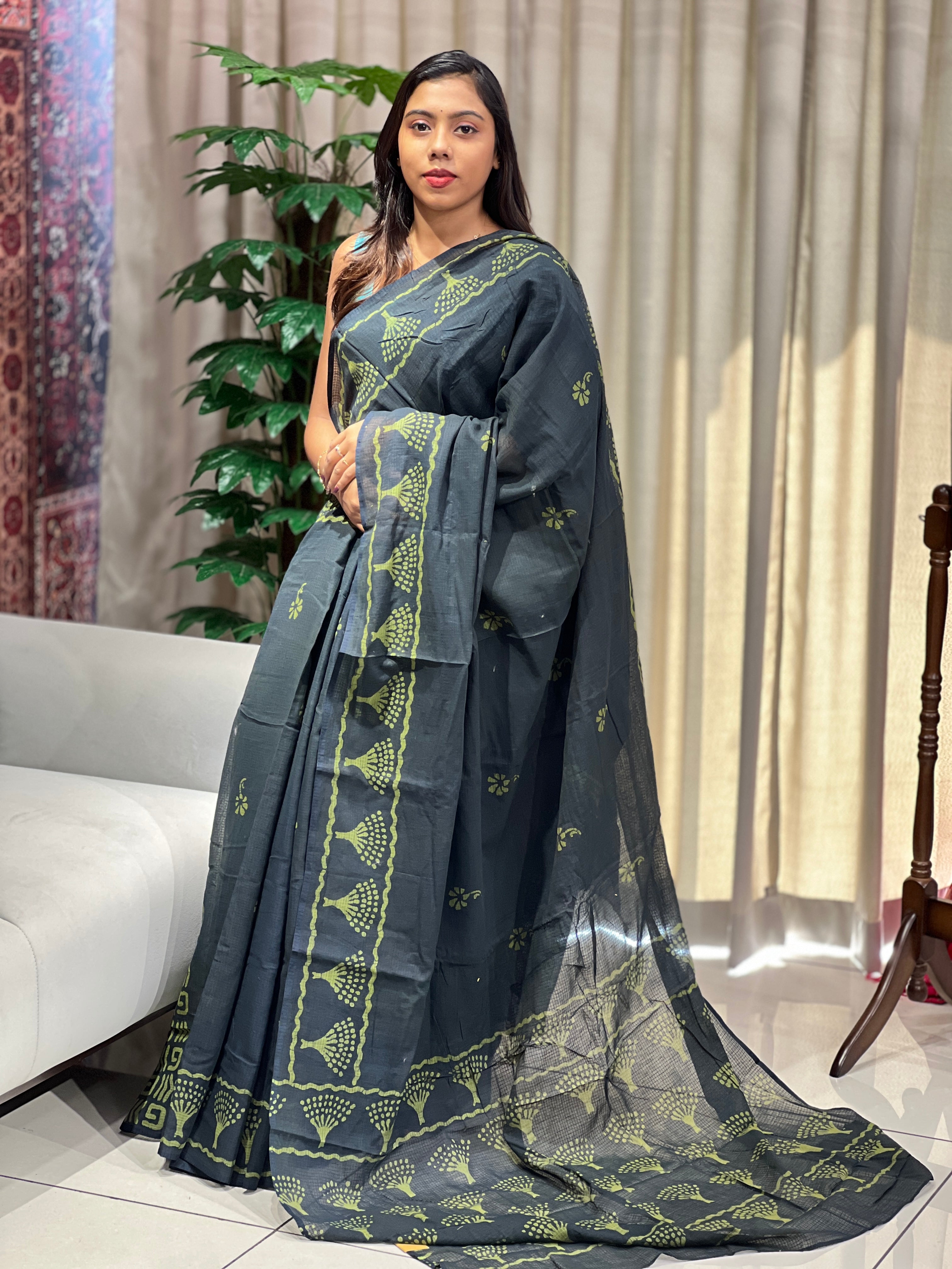 Block Printed Kota Saree | PF1193