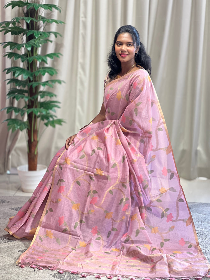 Jamdani Weaved Chanderi Finish Saree | SSN131