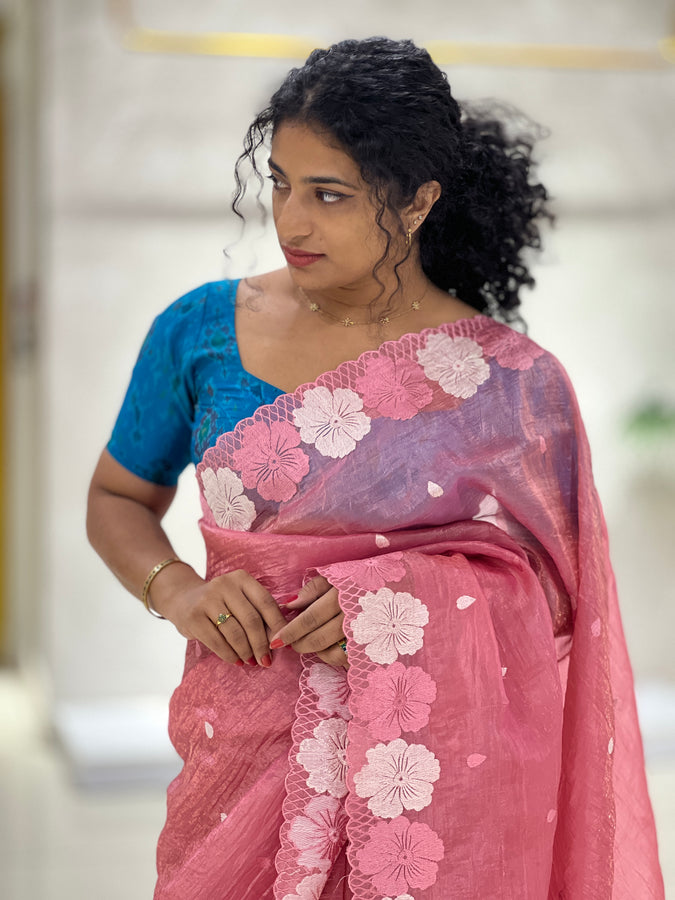 Crushed Glass Organza Saree | SHC117