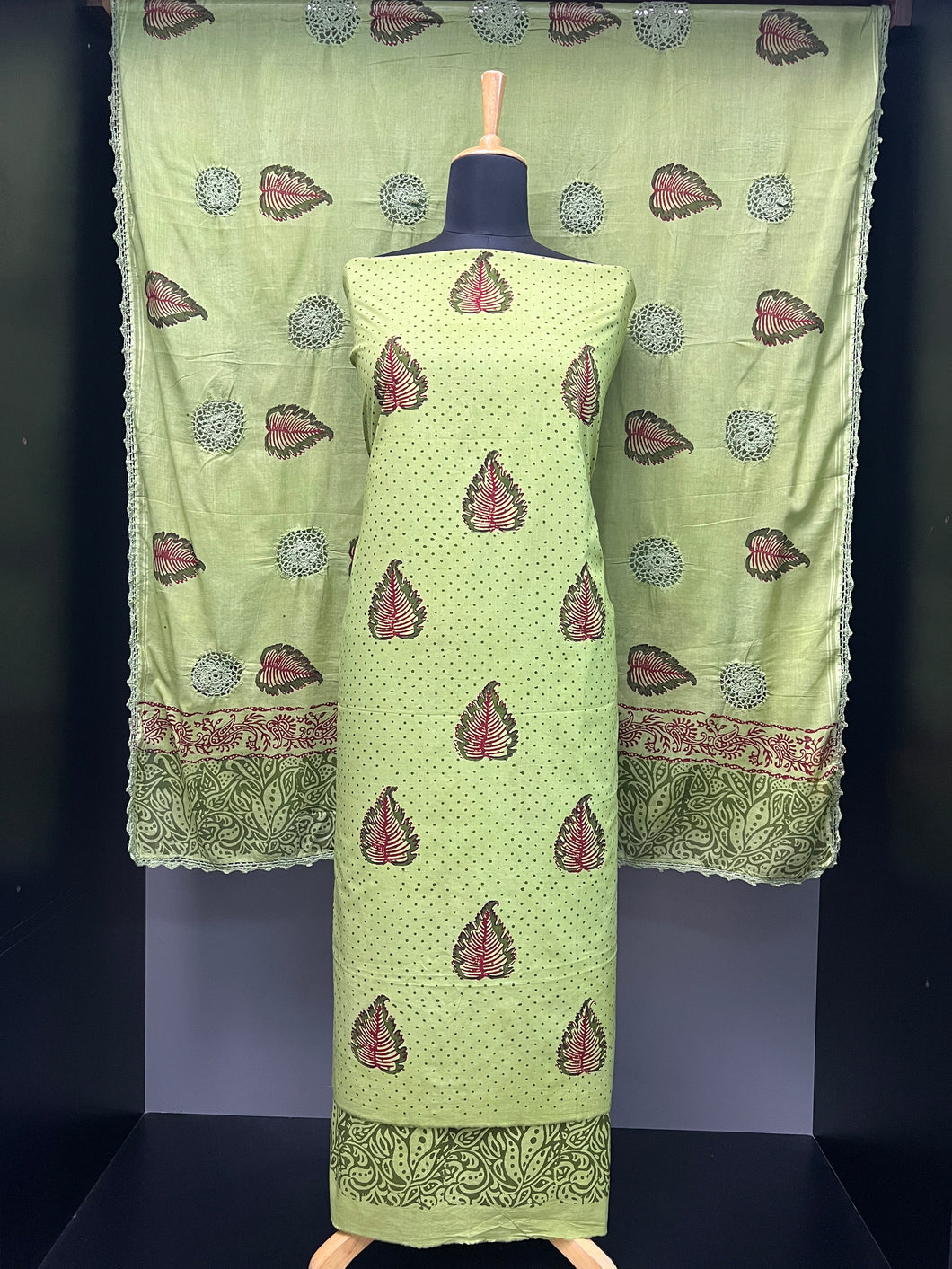 Digital Printed Leaf Patterned Cotton Salwar Set | SF1286